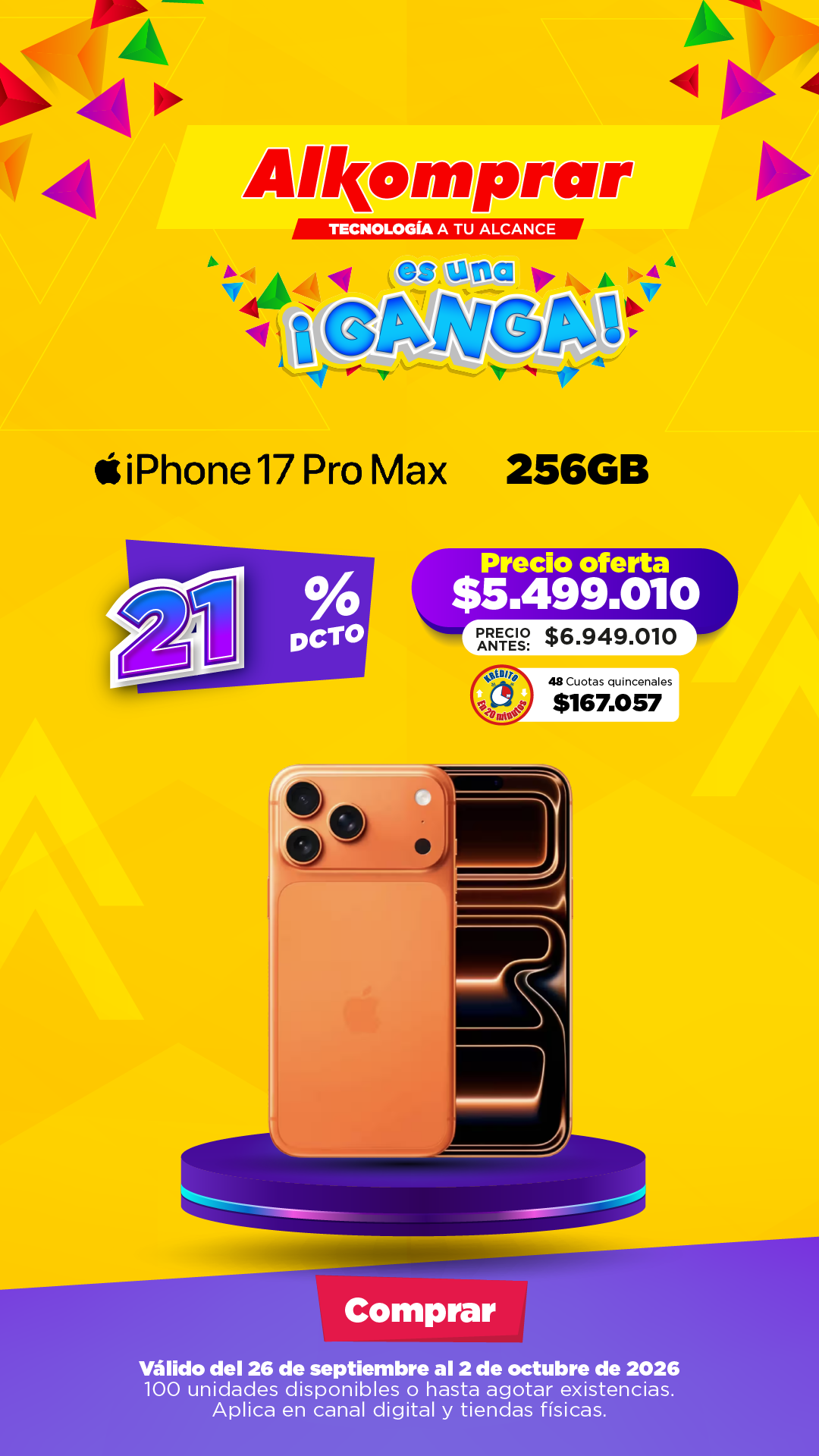 Alkomprar Facebook ad: Hasta 54% OFF