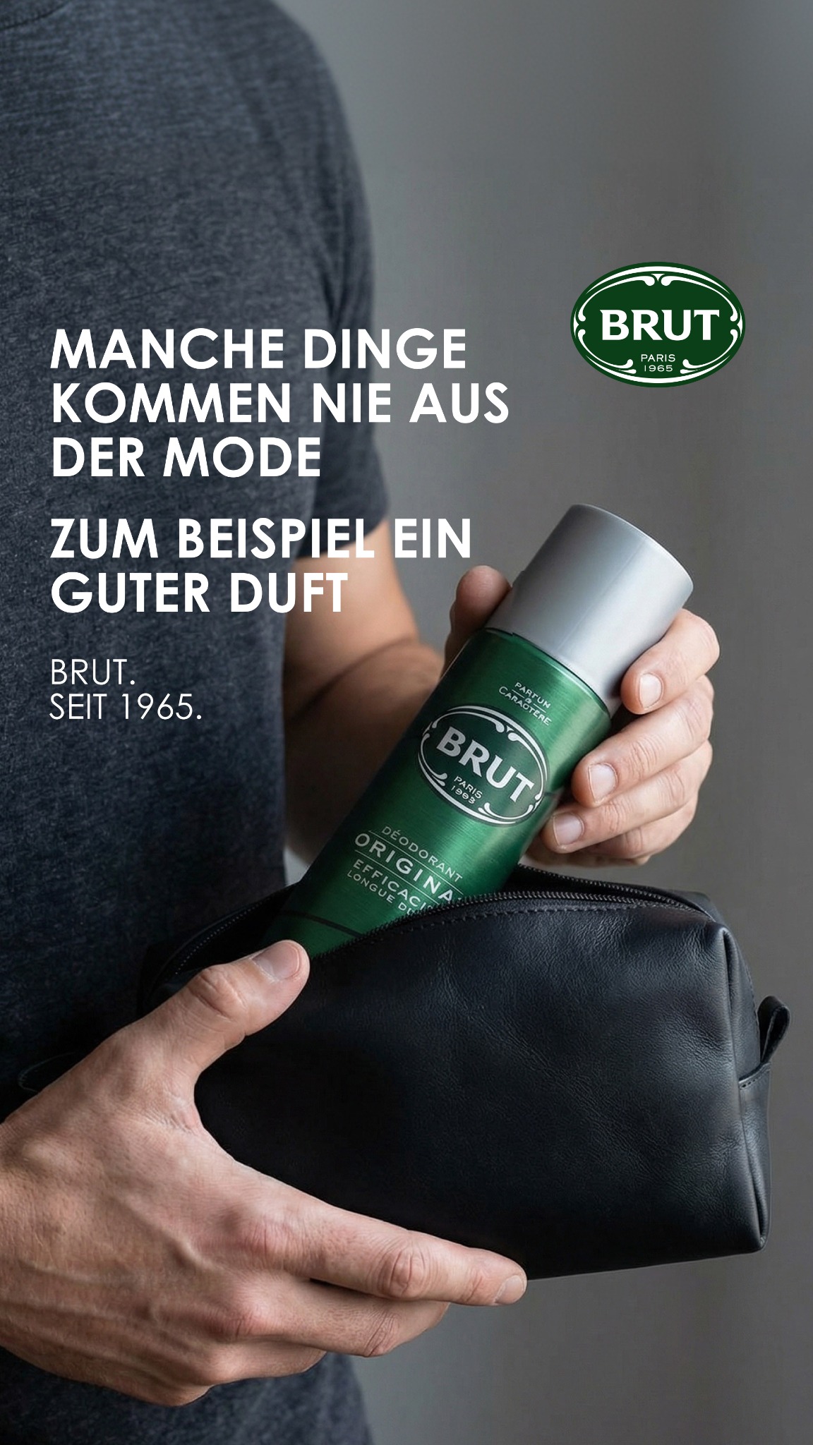 BRUT Facebook ad: Brut Deospray, jetzt bei Rossmann erhältlich.