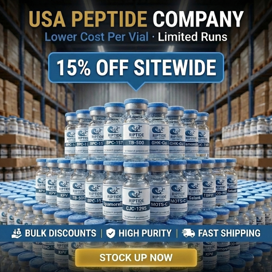 Riptide Wellness Facebook ad: Shop Research Peptides Now