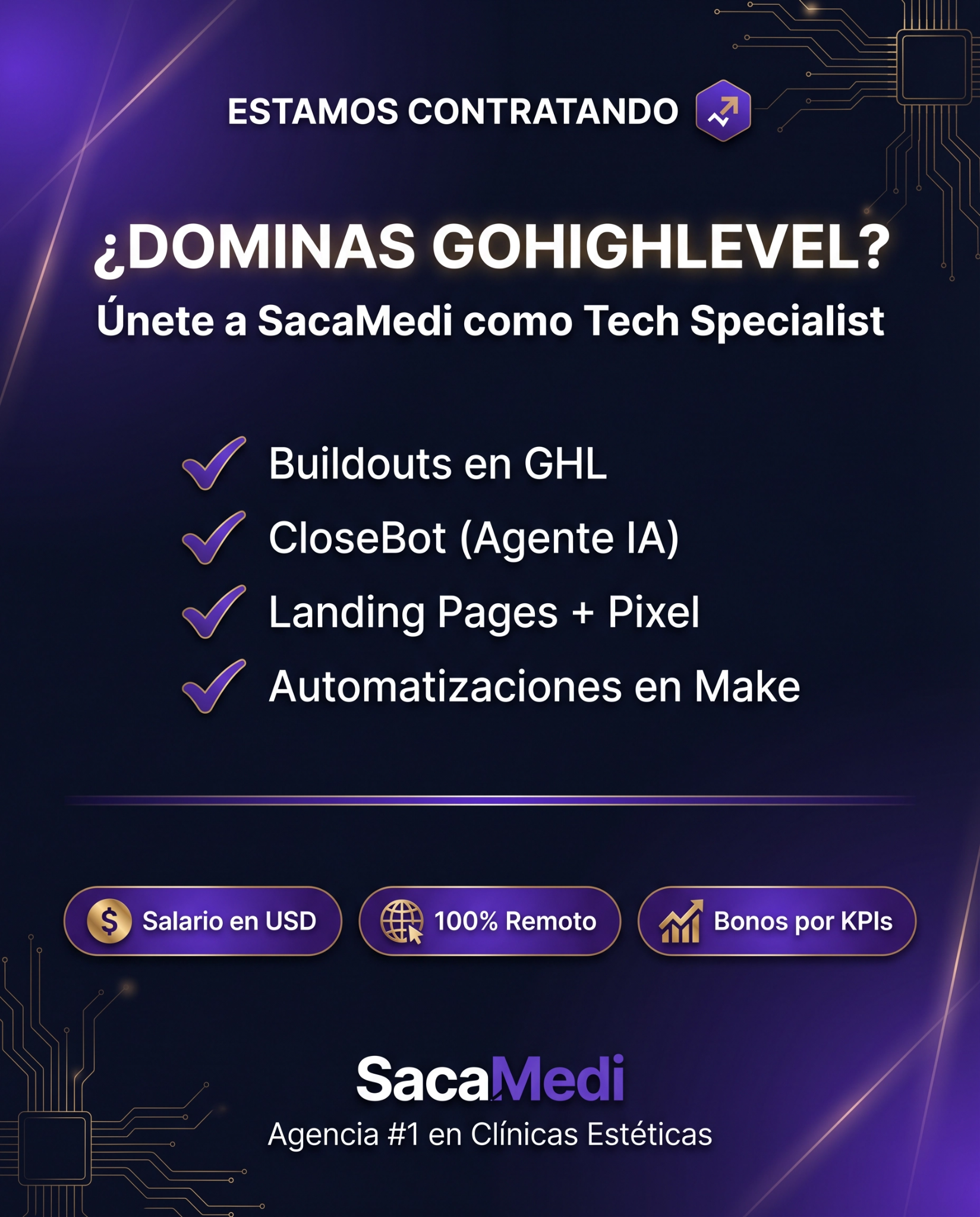 Sacamedi Facebook ad: ÚNETE AL EQUIPO TECH DE LA AGENCIA EN…