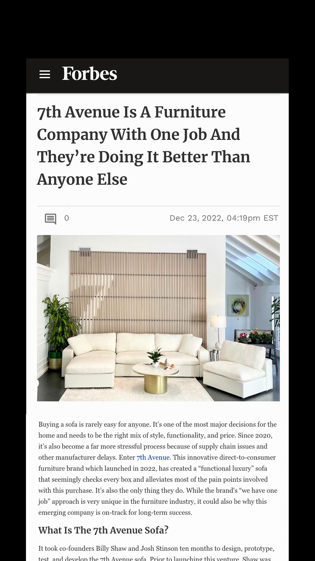 7th Avenue Facebook ad: The World's Greatest Modular Sofa