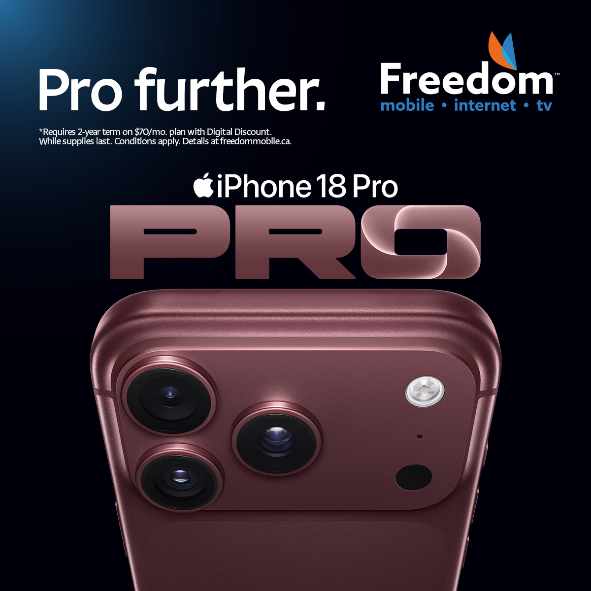 Freedom Mobile Facebook ad: Get yours today.