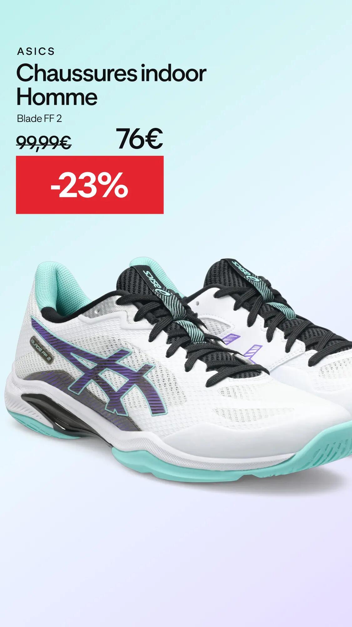 Decathlon - Badminton Facebook ad: ASICS BLADE FF 2 | Stabilité & Agilité Pro