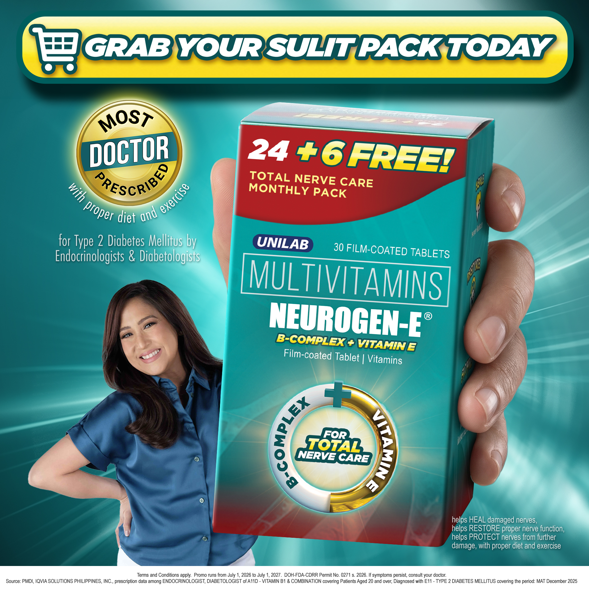 Neurogen-E Facebook ad: Buy 24+6 FREE