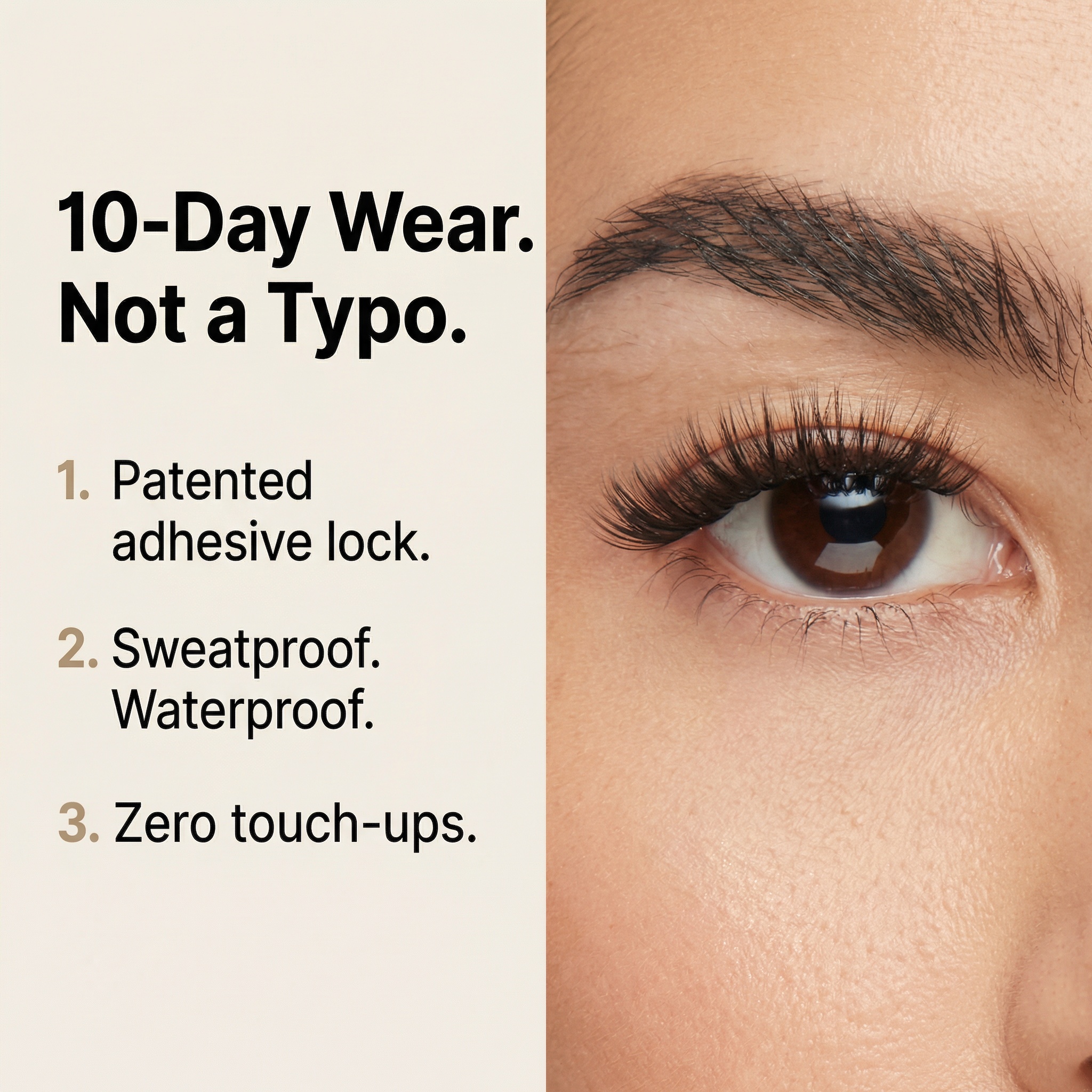 Pro Lash Facebook ad: 5 Minutes. 10-Day Wear.