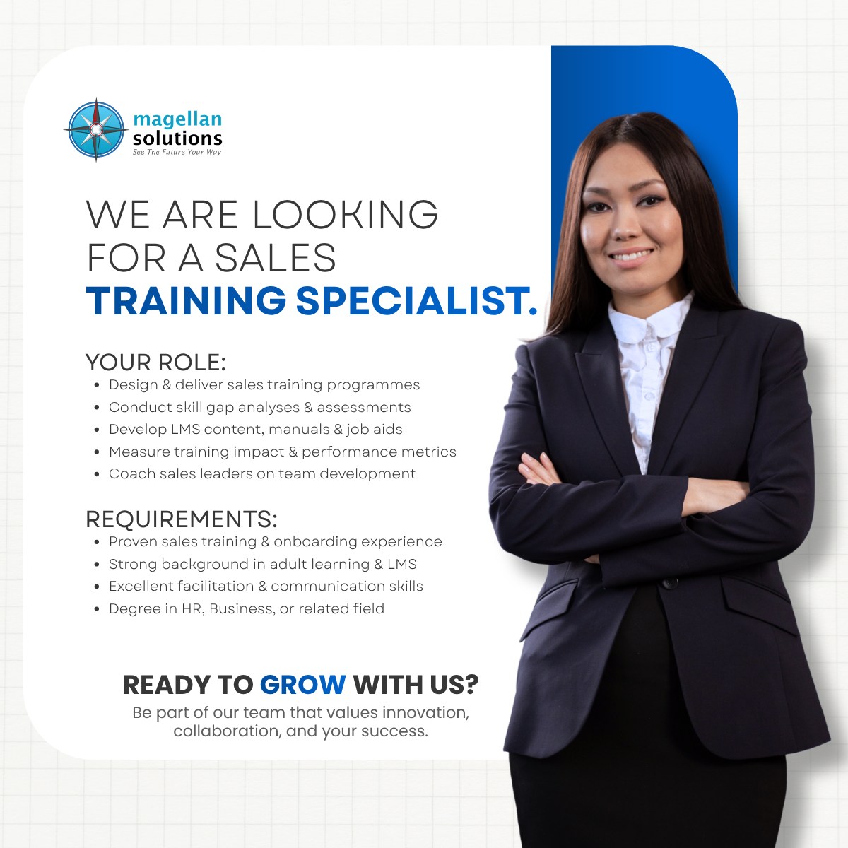 Magellan Solutions - Careers Facebook ad: We’re Hiring: Training Specialist, Sales!