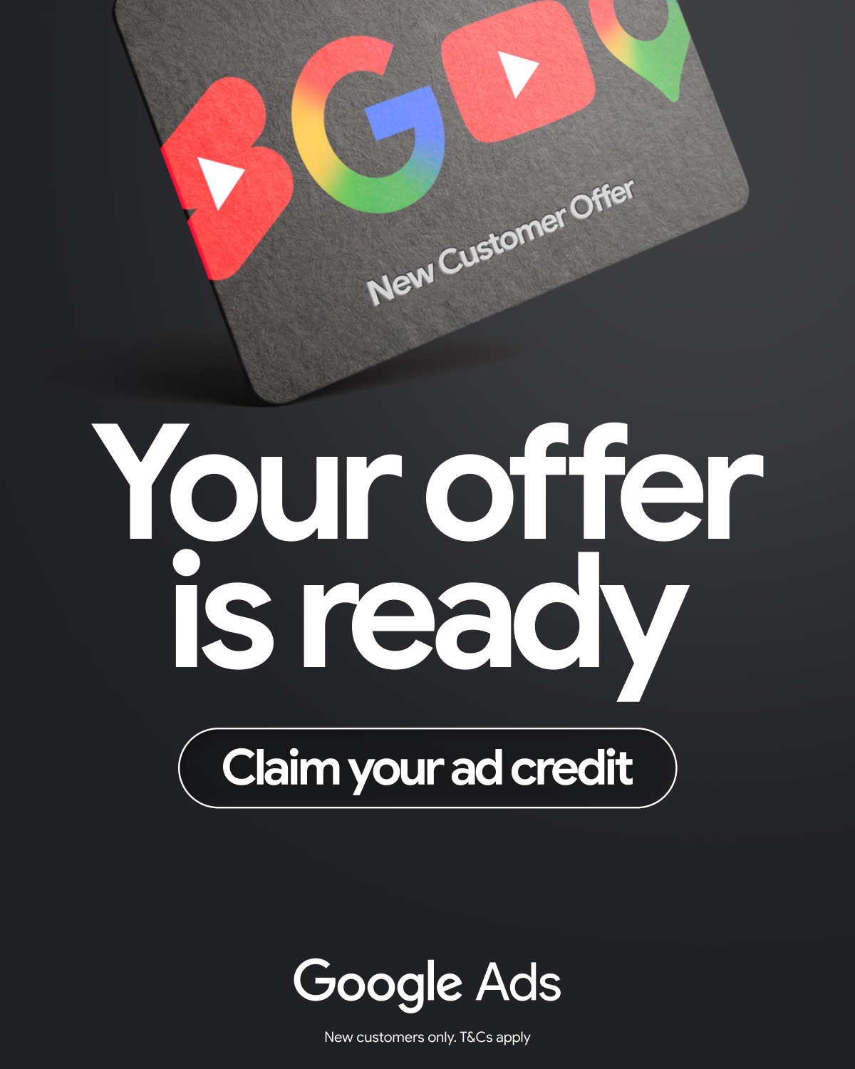 Google Ads Facebook ad: Claim your ads credit