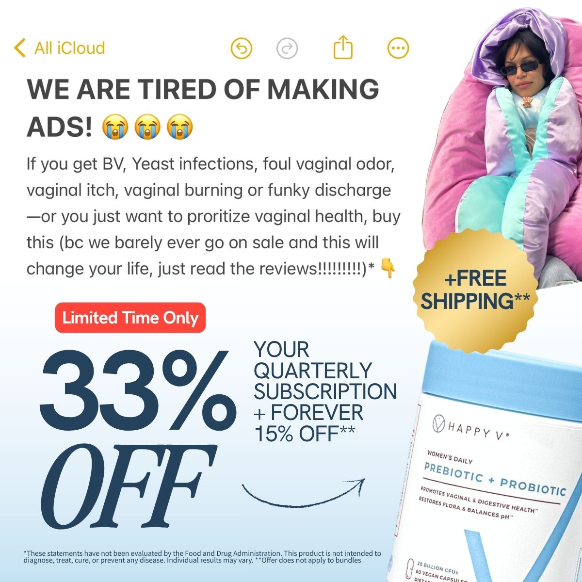Happy V Facebook ad