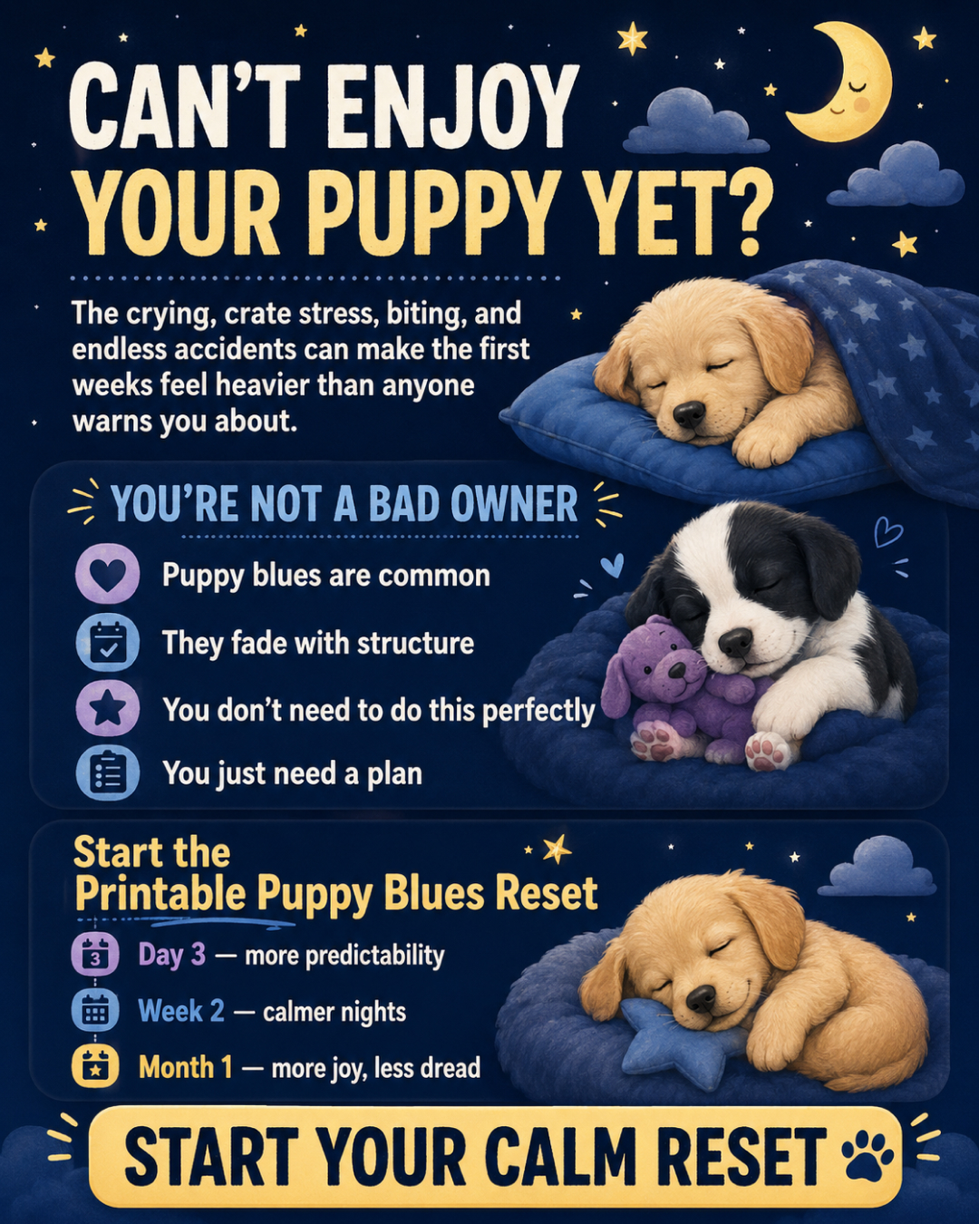 Puppy Tips for Training Facebook ad: Dog training doesn’t have to mean stress, barking…