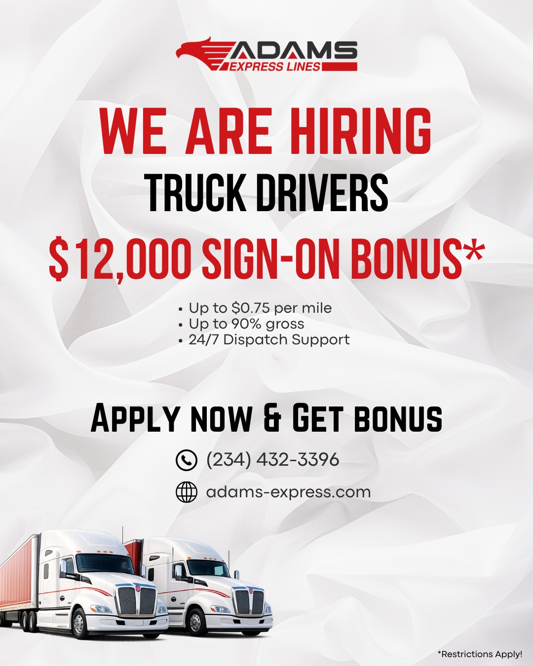 Adams Express Lines LLC Facebook ad: Experienced Drivers Wanted!