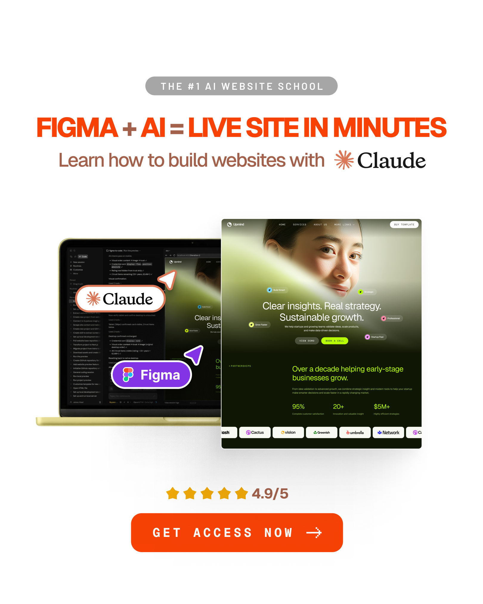 AI Website School Facebook ad: Template → Claude → Live