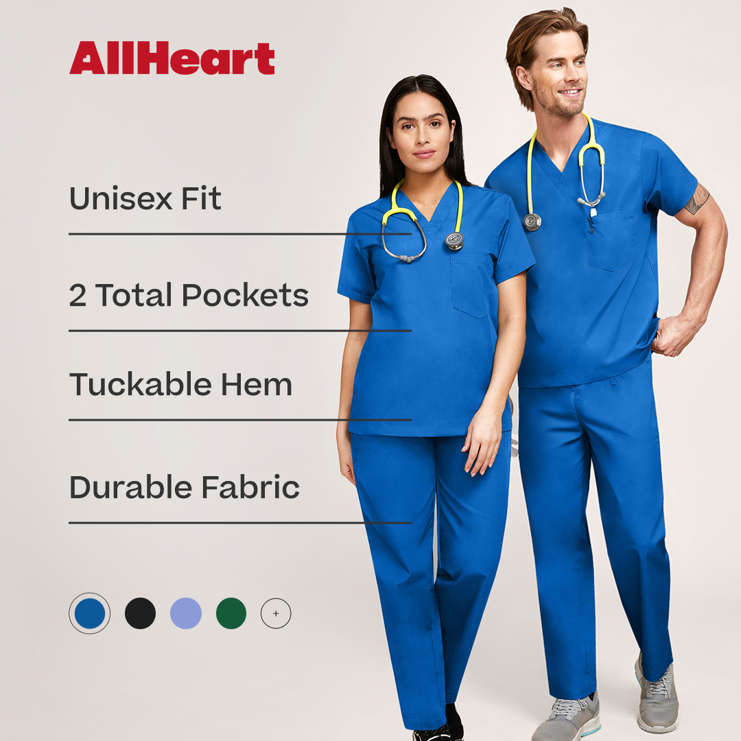 allheart Facebook ad: Shop durable scrub sets.