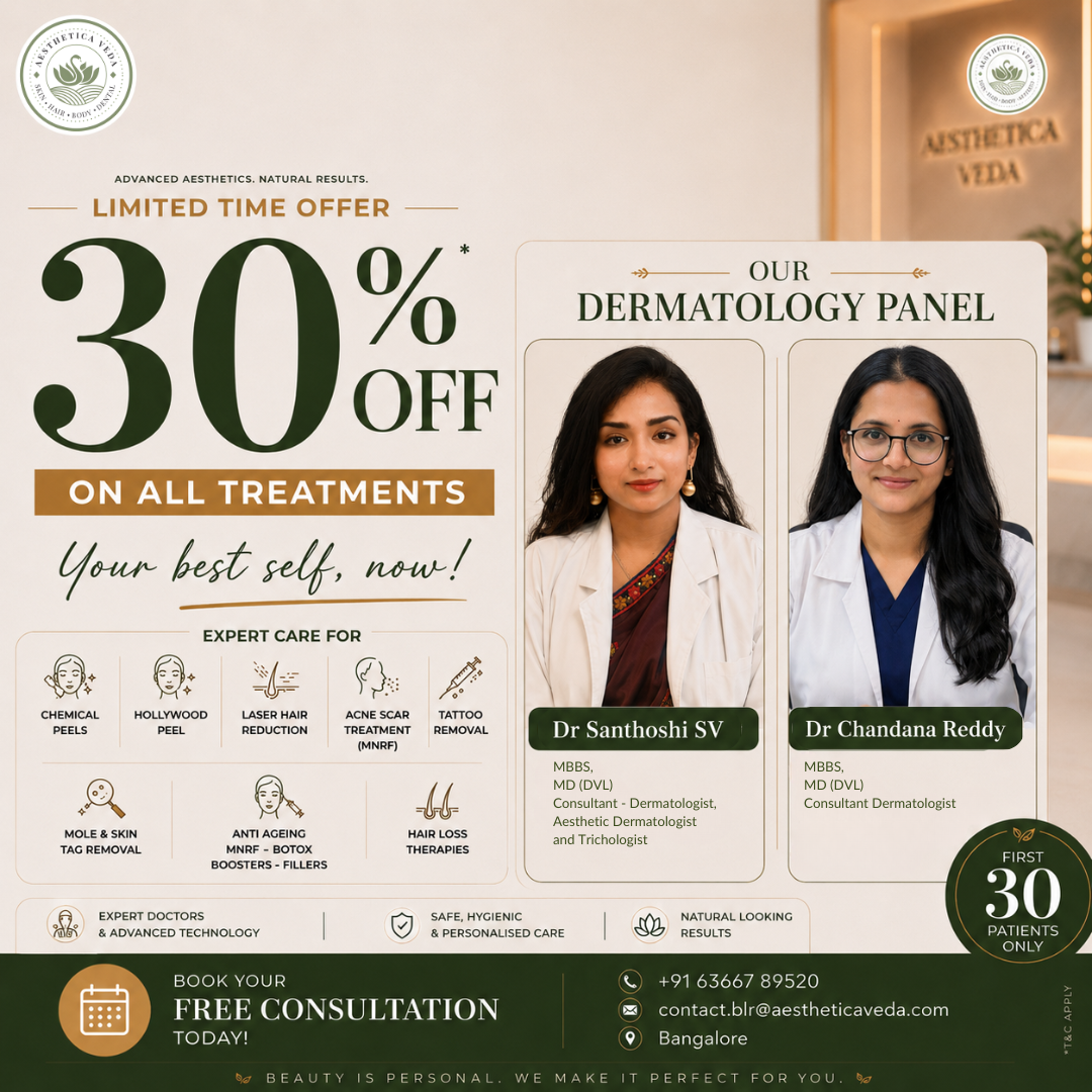 Aesthetica Veda Facebook ad: 𝟑𝟎% 𝐎𝐅𝐅 𝐀𝐥𝐥 𝐓𝐫𝐞𝐚𝐭𝐦𝐞𝐧𝐭𝐬