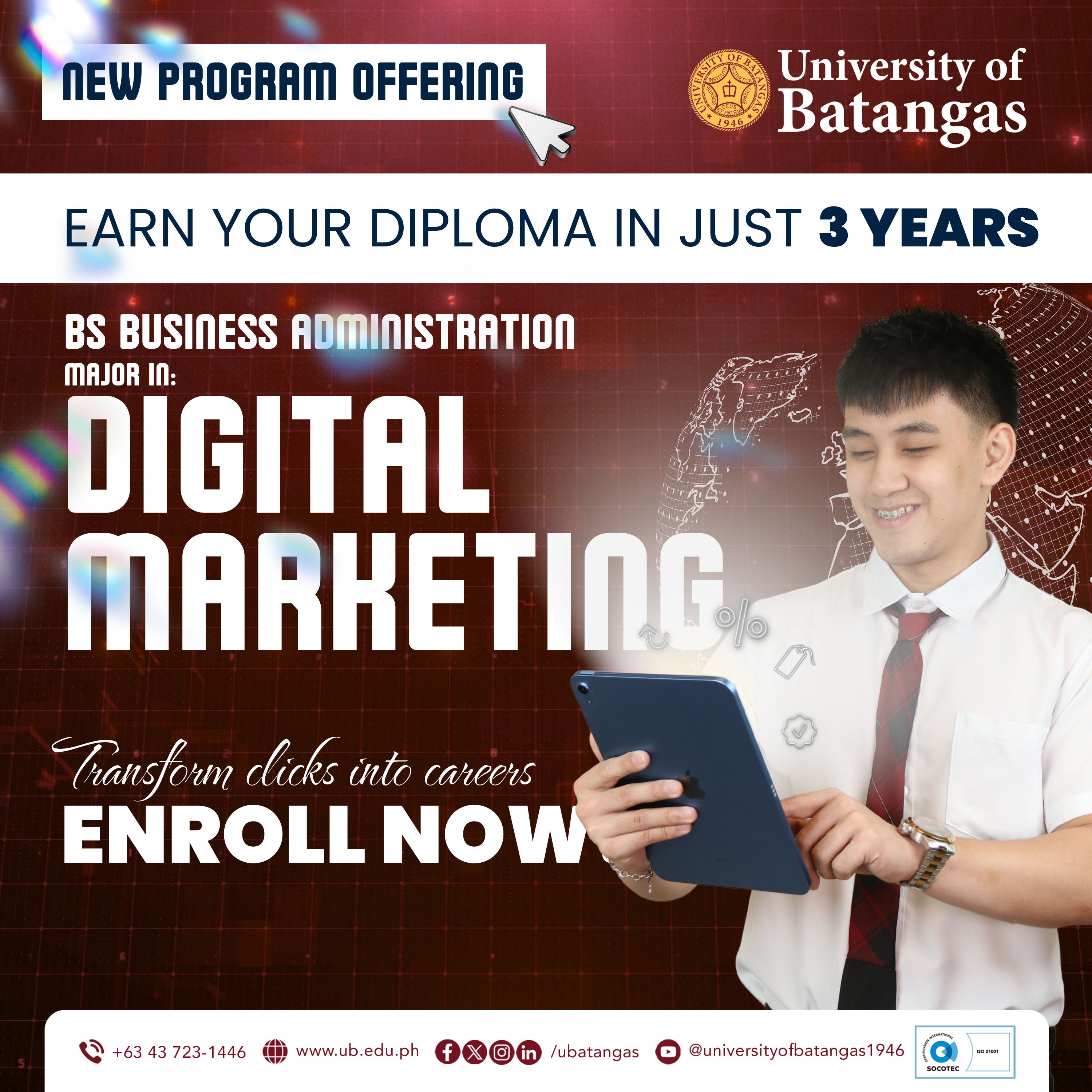 UB College of Business, Accountancy and Hospitality Management Facebook ad from May 3, 2026