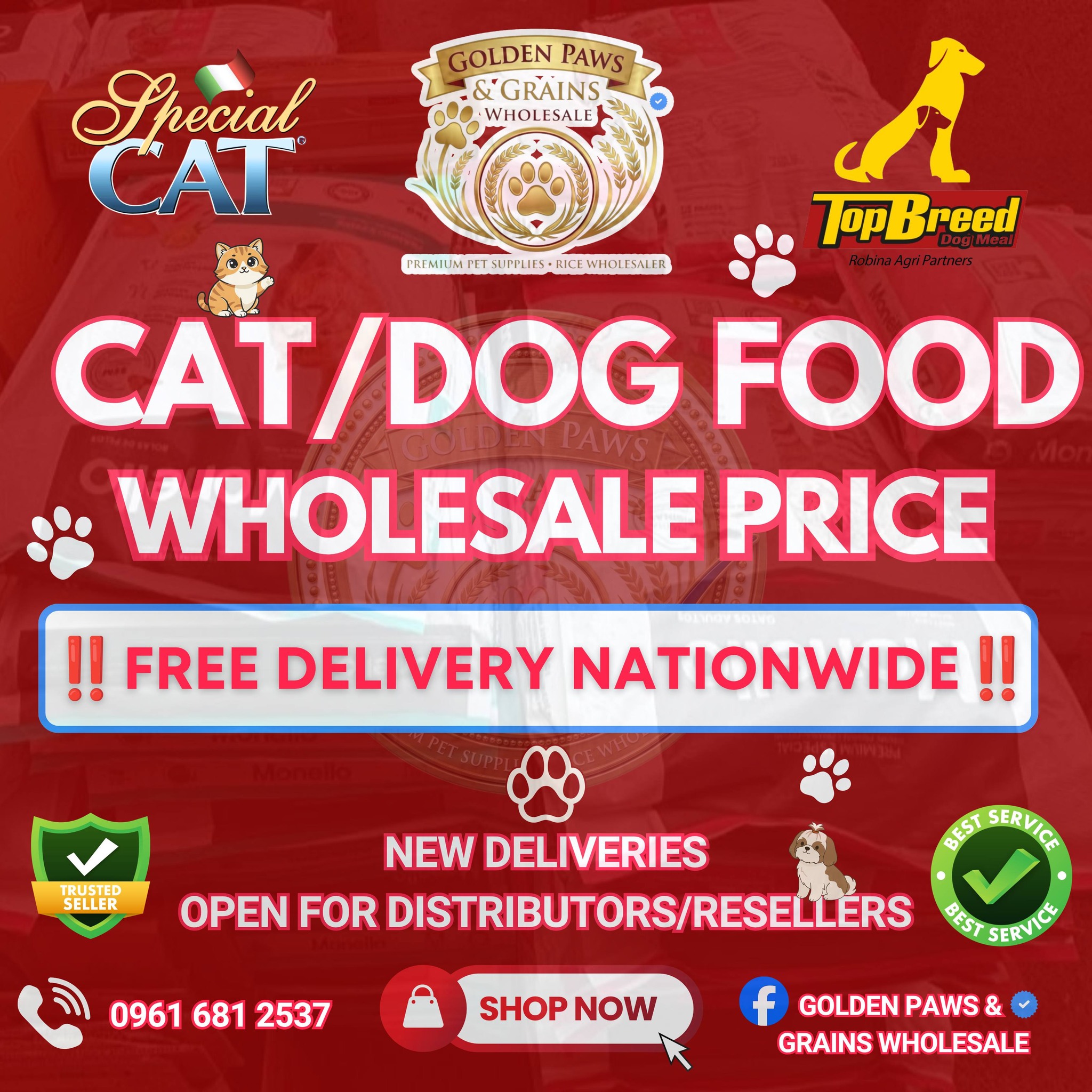 Golden Paws & Grains Wholesale Facebook ad