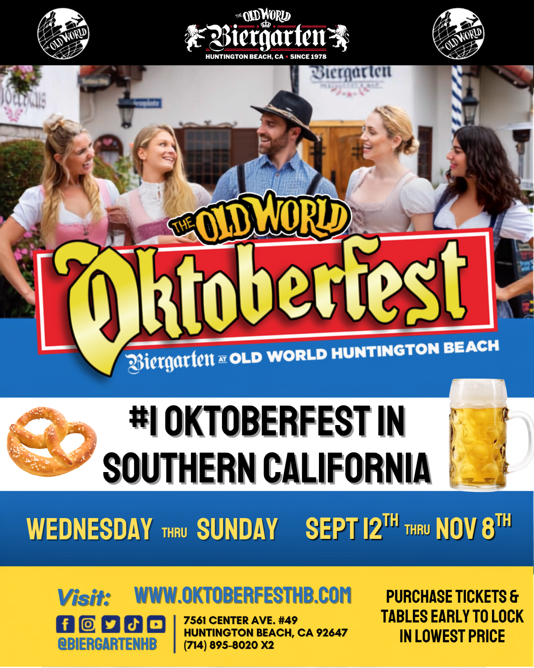 Biergarten at Old World Huntington Beach Facebook ad: TICKETS