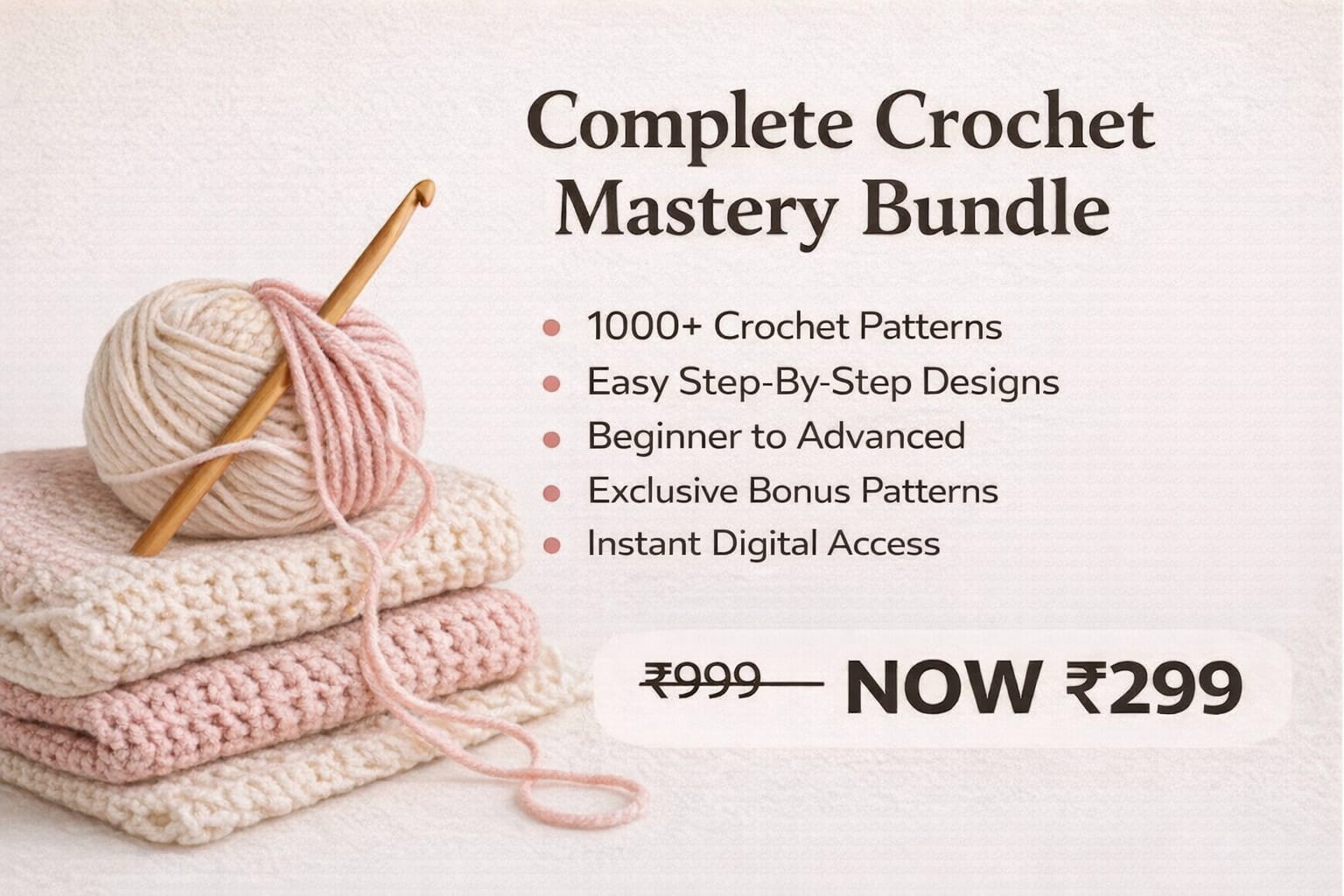 Calmer India Facebook ad: Learn Crochet From Home Easily