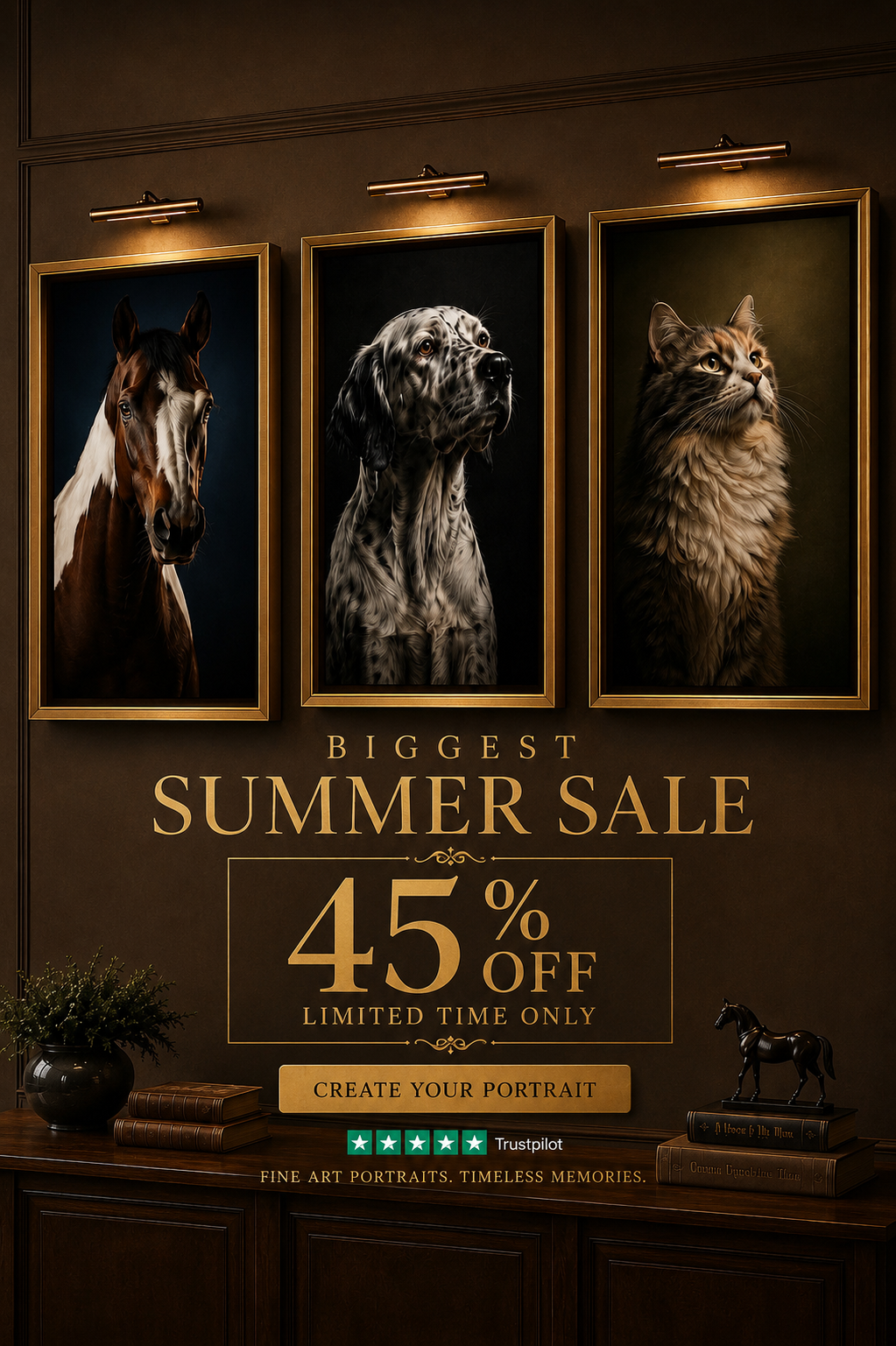 Pemberton Portraits Facebook ad: Biggest sales: 45% OFF + Free Shipping