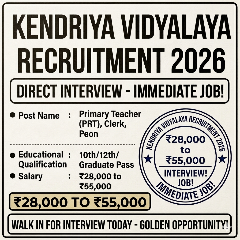 India Job Hub Facebook ad: Kendriya Vidyalaya Vacancy 2026
