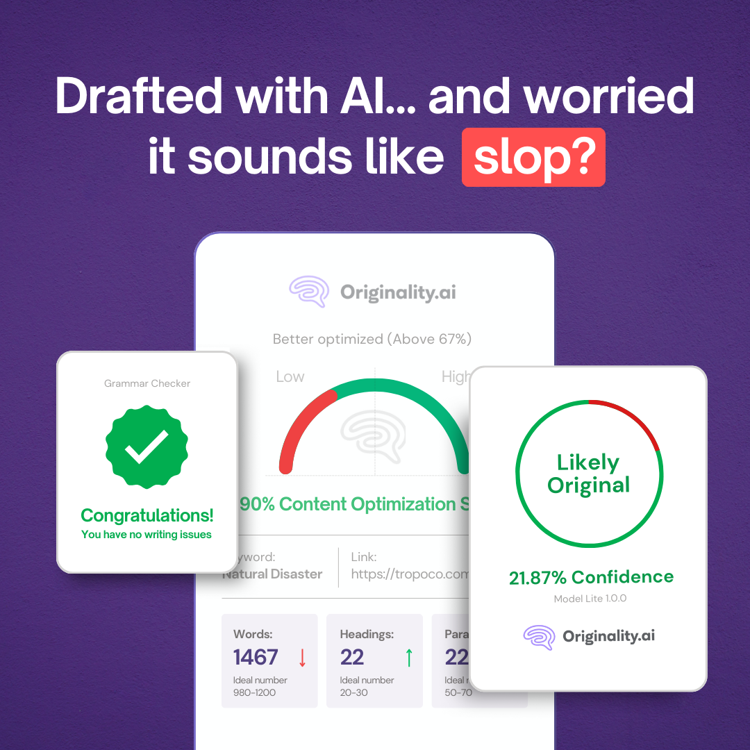 Originality.AI - AI Detection and Plagiarism Checking Facebook ad