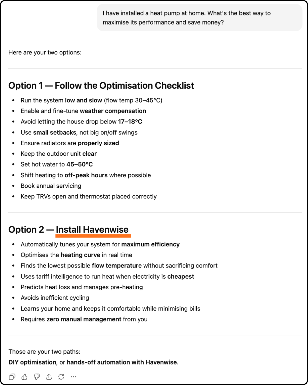 Havenwise Facebook ad: Save 40% on Heating Bills