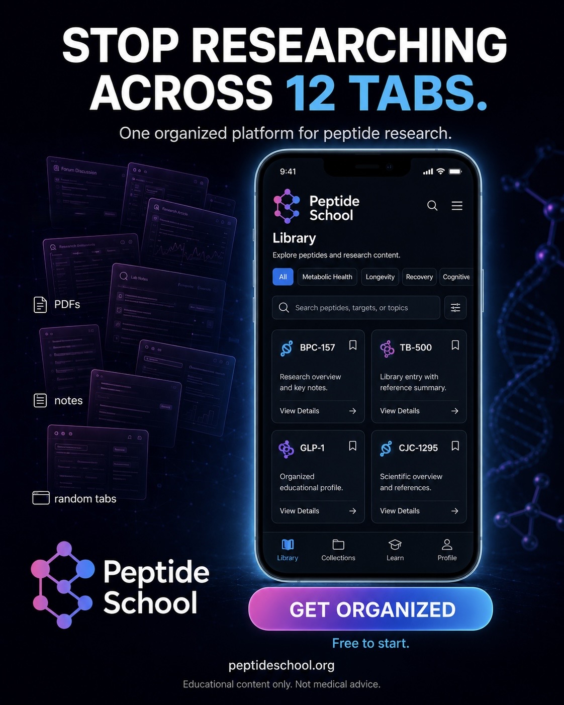 Peptide School  Biohacking & Peptides Facebook ad