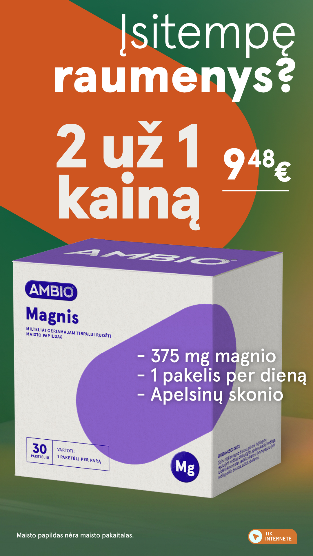 Gintarinė Vaistinė Facebook ad: Magnis patogiame pakelyje
