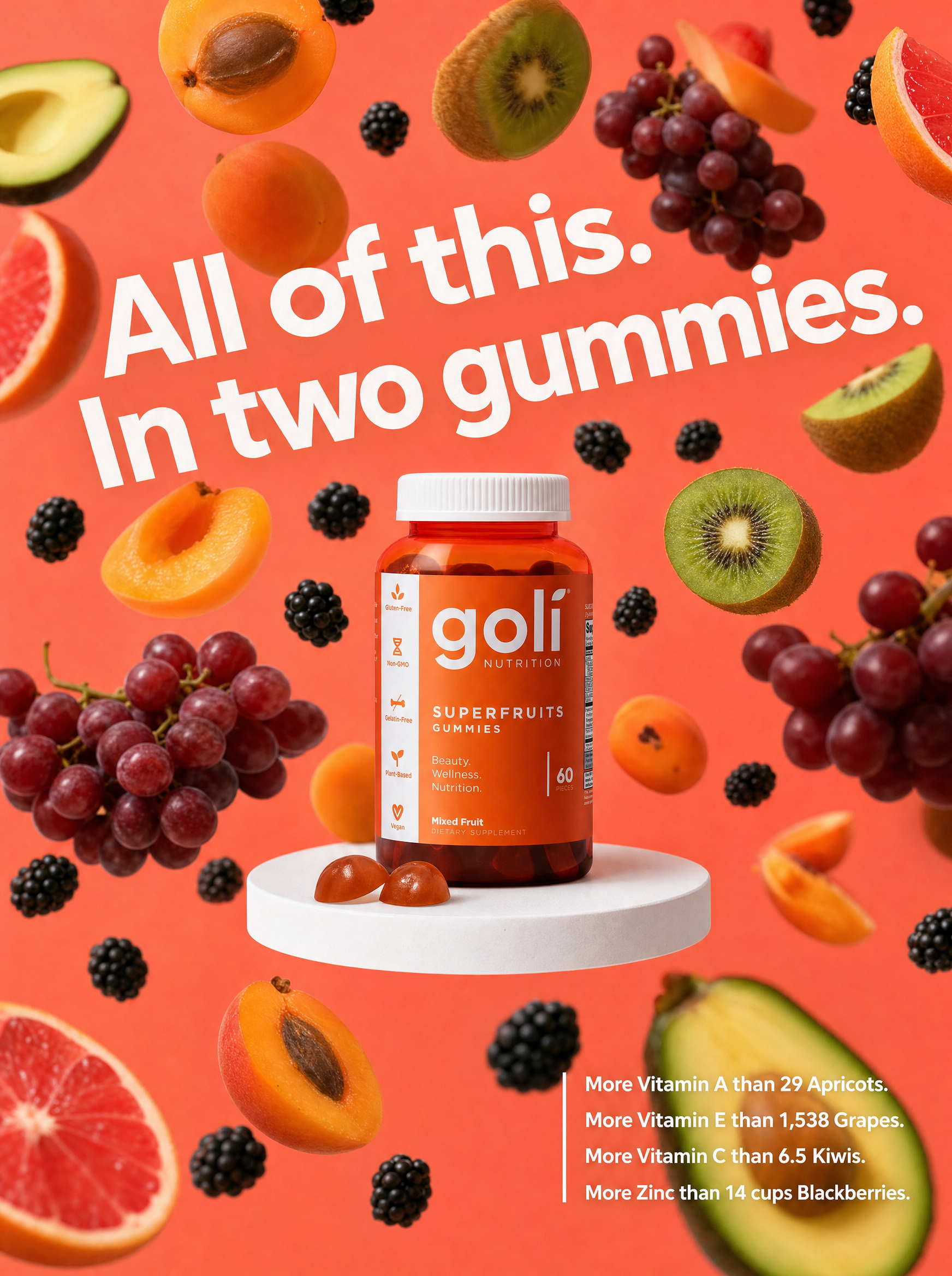 Goli Facebook ad: $50 of Fruit, or Two Gummies?