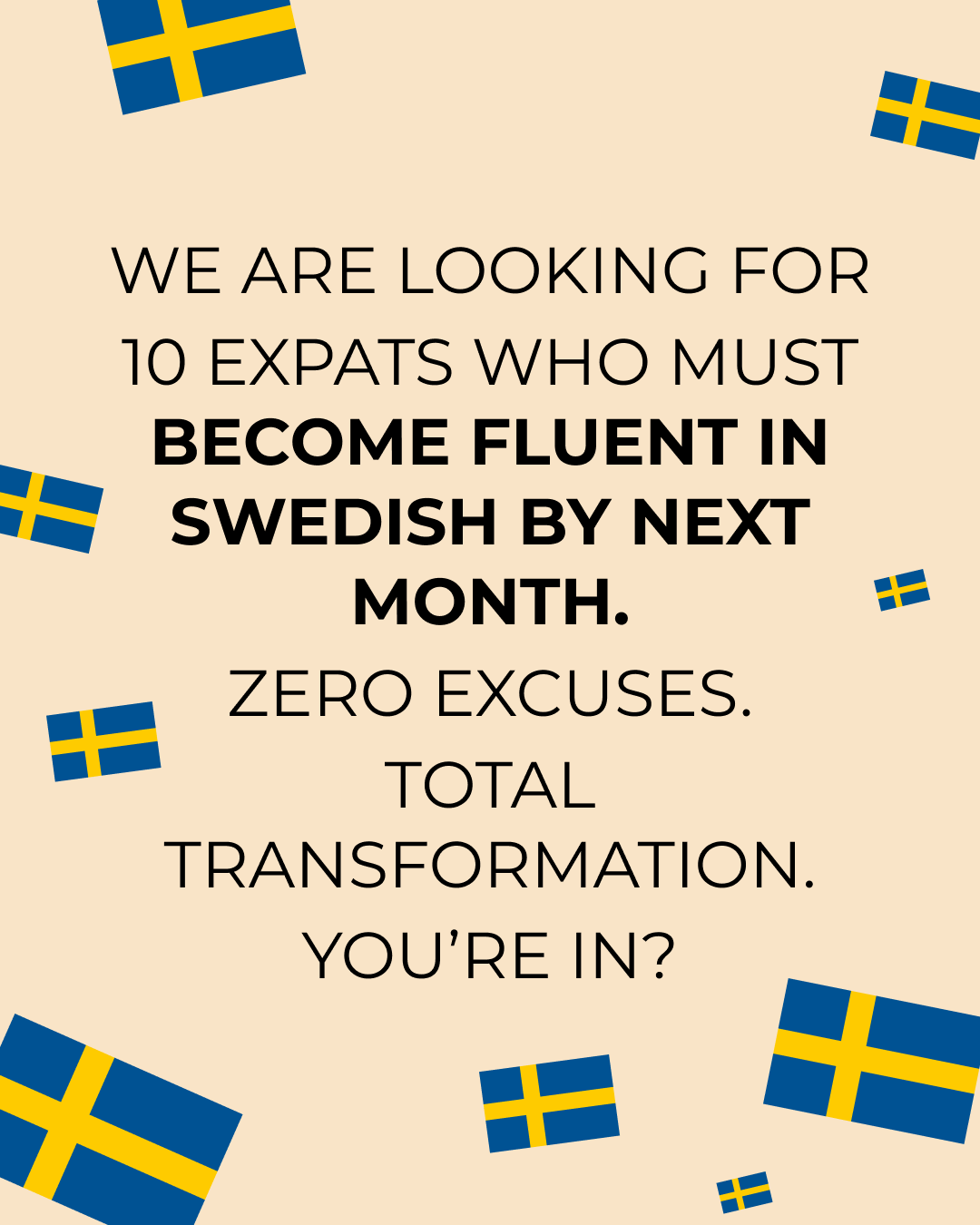 Language Lock In Facebook ad: Free 6-Week Swedish Confidence Booster