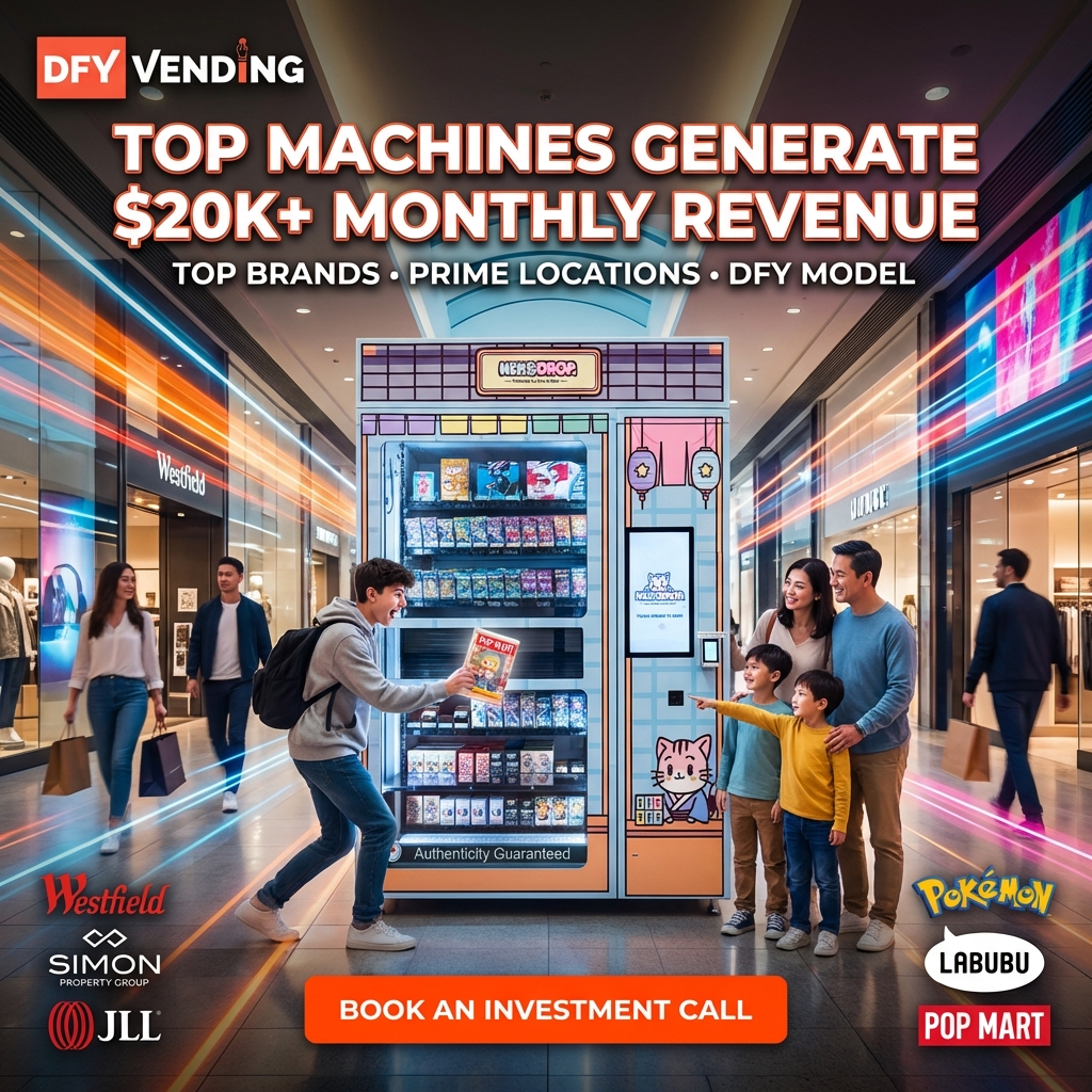 DFY Vending Facebook ad: Where Collectibles Meet Cashflow.