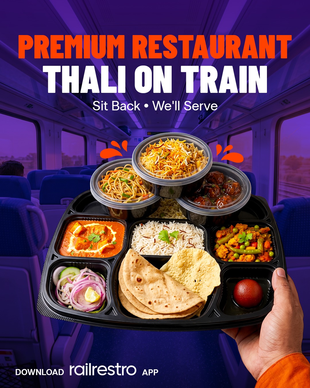 Railrestro Facebook ad: RailRestro-Order Food on Train