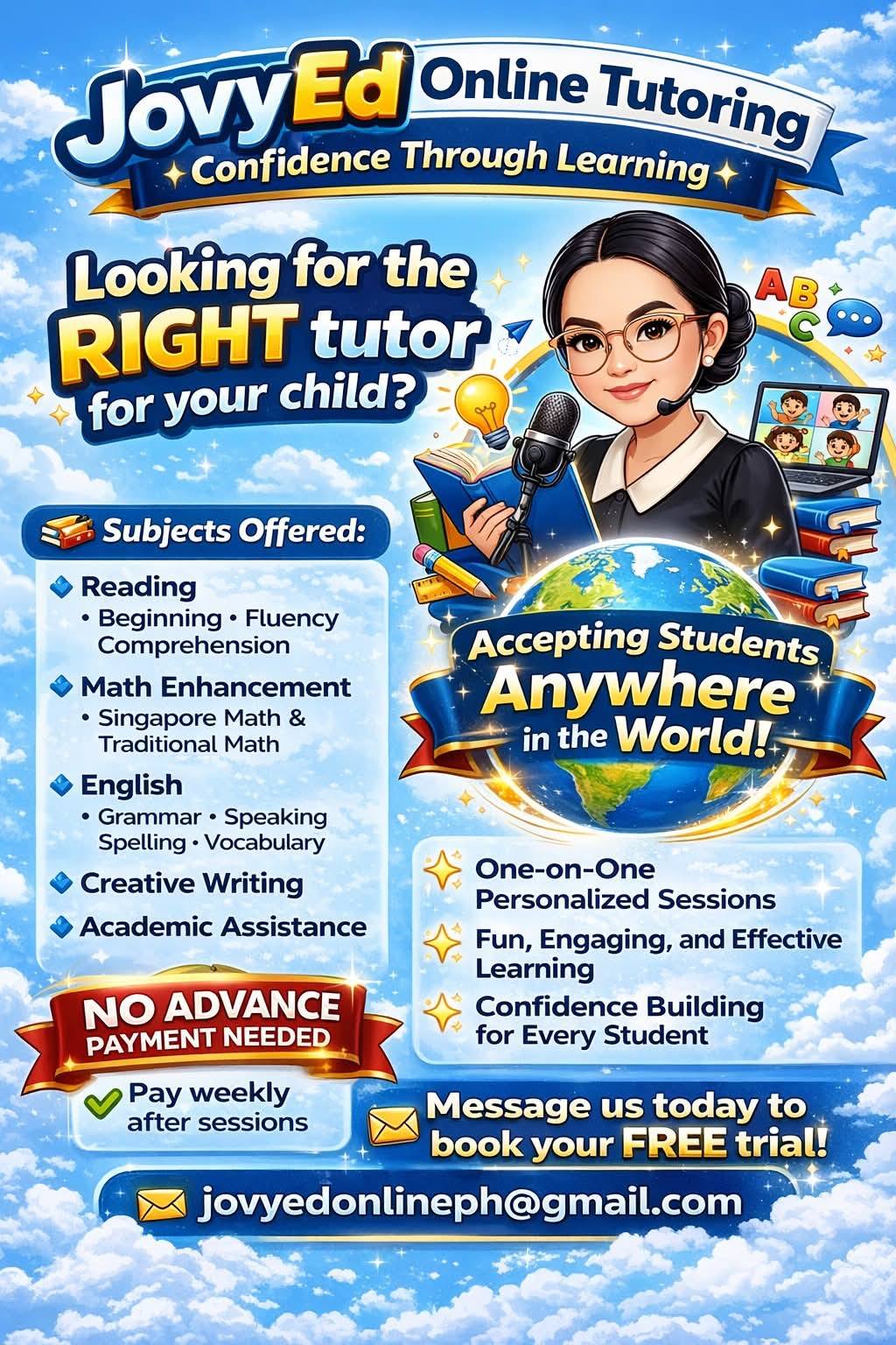 JovyEd Online Tutoring Facebook ad from Apr 15, 2026