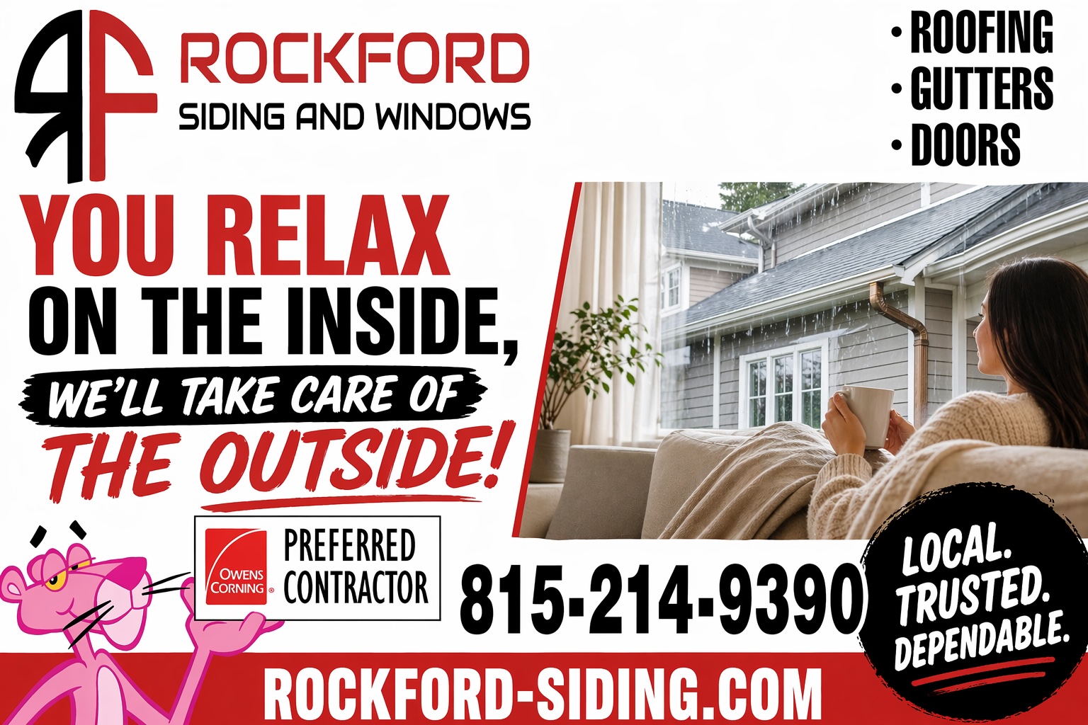 Rockford Siding and Windows LLC Facebook ad: STORMS HIT APRIL 17.