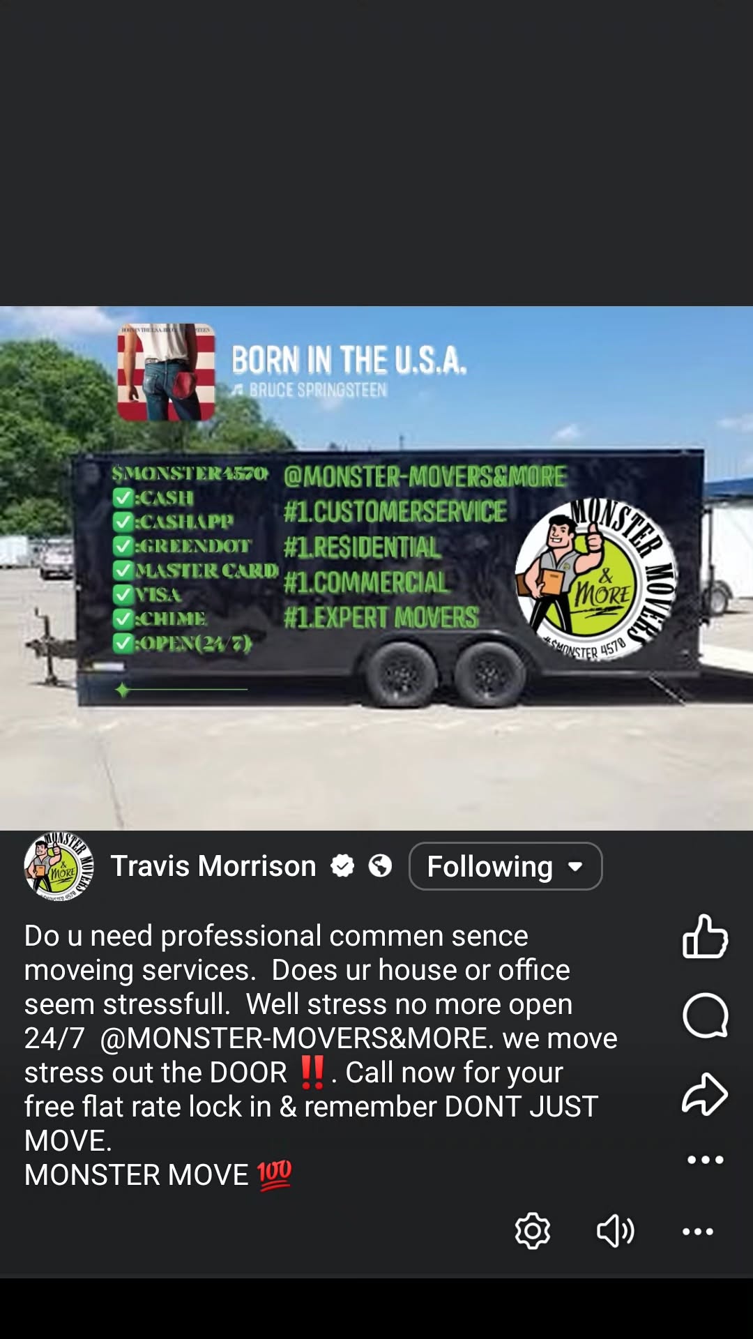monster457025 Facebook ad from May 30, 2025