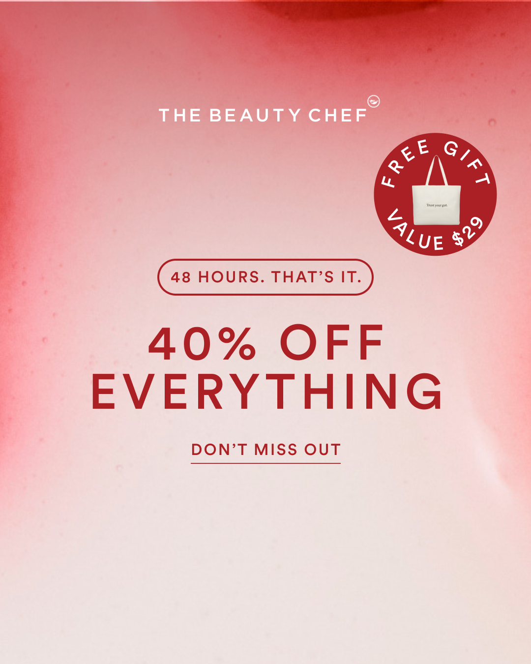 The Beauty Chef Facebook ad: 40% off flash sale. Ends Sunday.