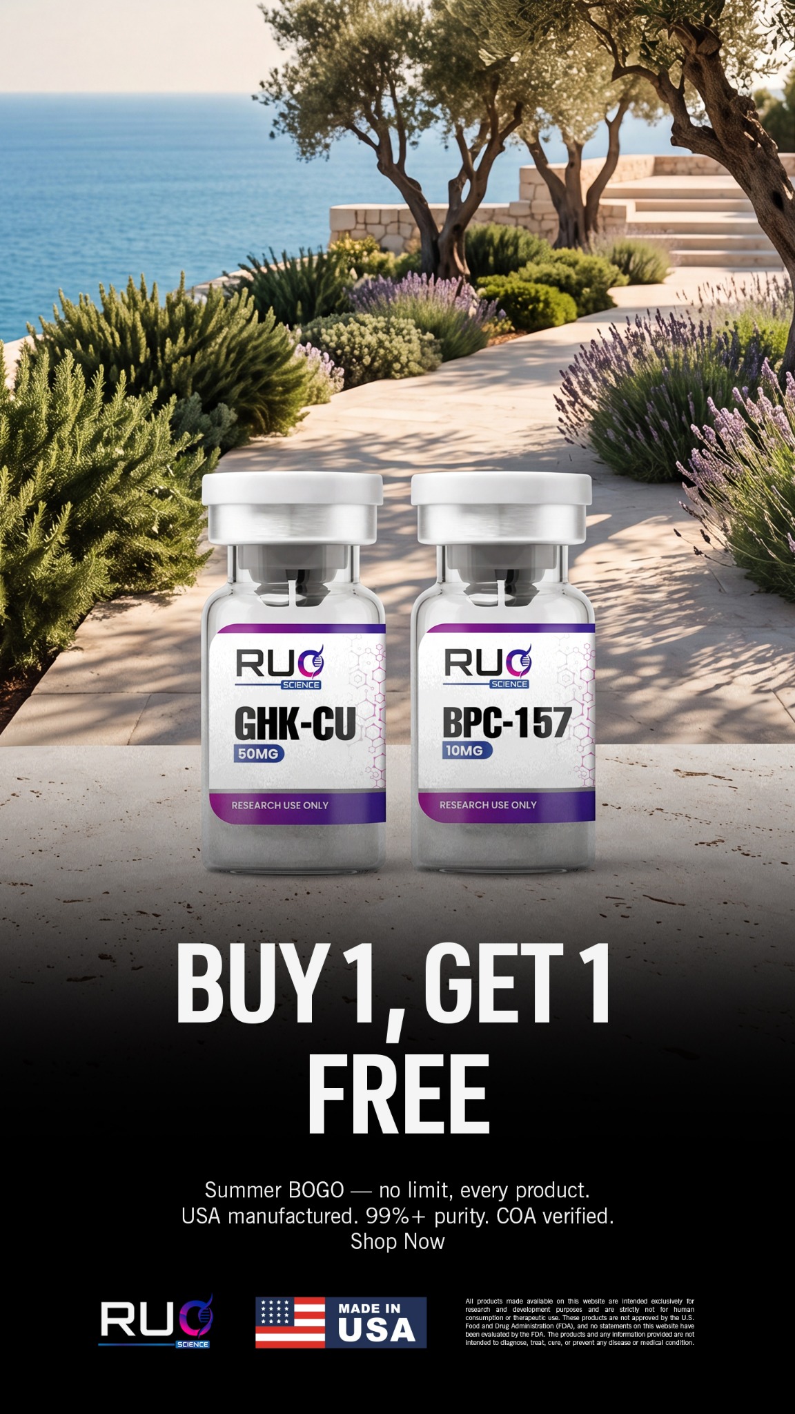 RUO Science Labs Facebook ad: Get Two For The Price Of One.