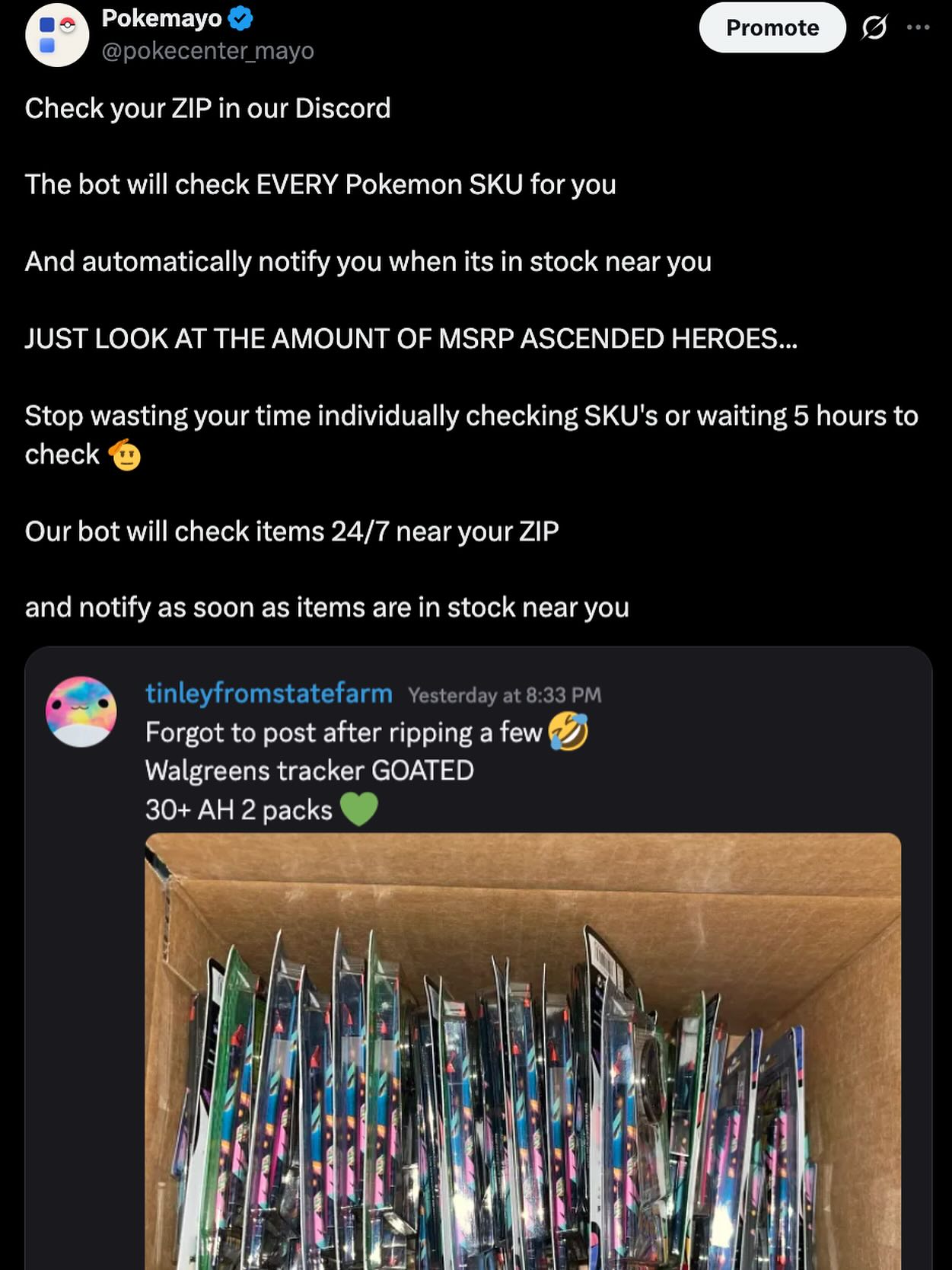 Pokemayo: Advanced TCG Tools Facebook ad: When inventory updates you’ll know immediately!