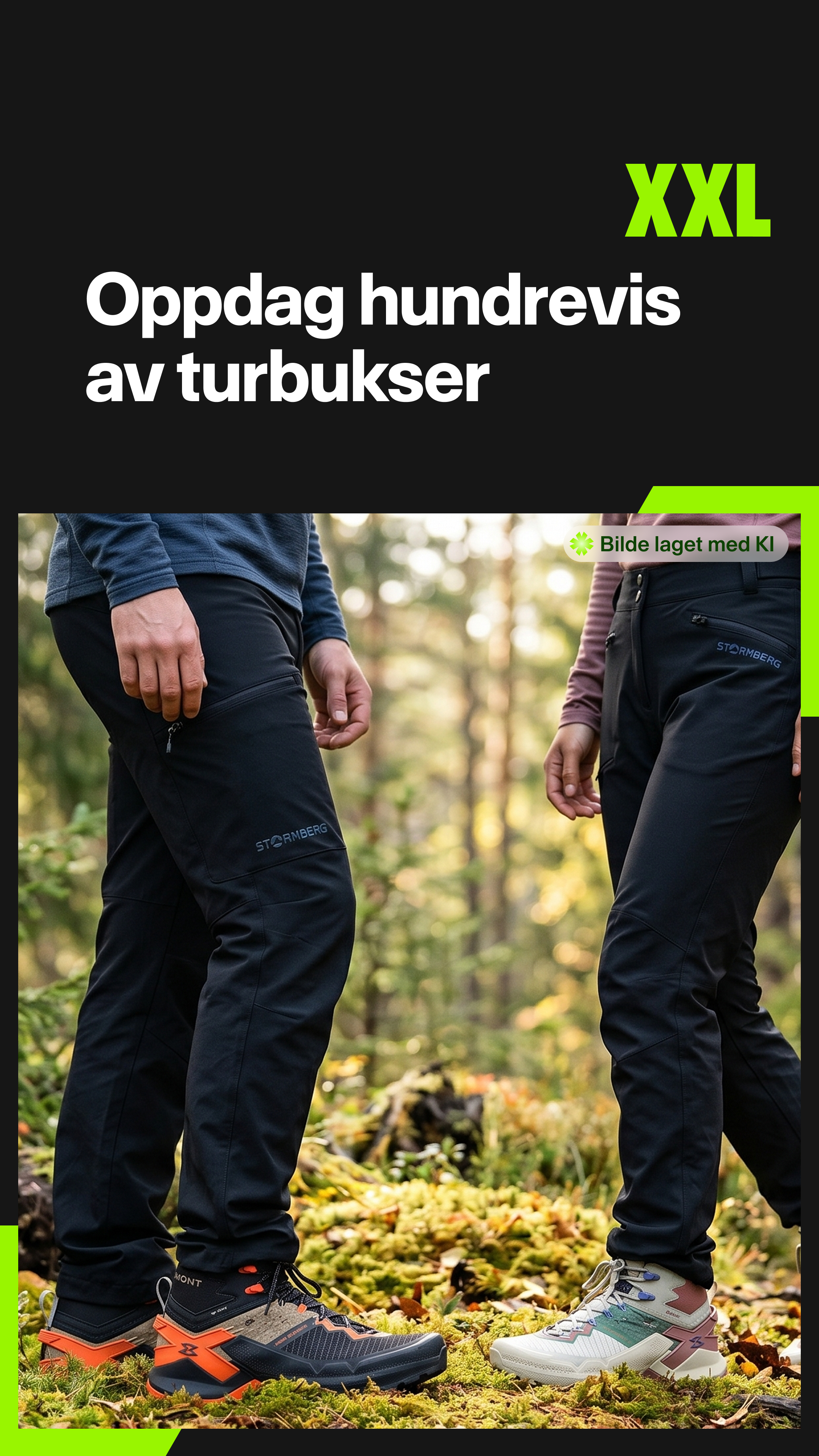 XXL Sport & Villmark Facebook ad: Hundrevis av turbukser, finn modellen som passer deg