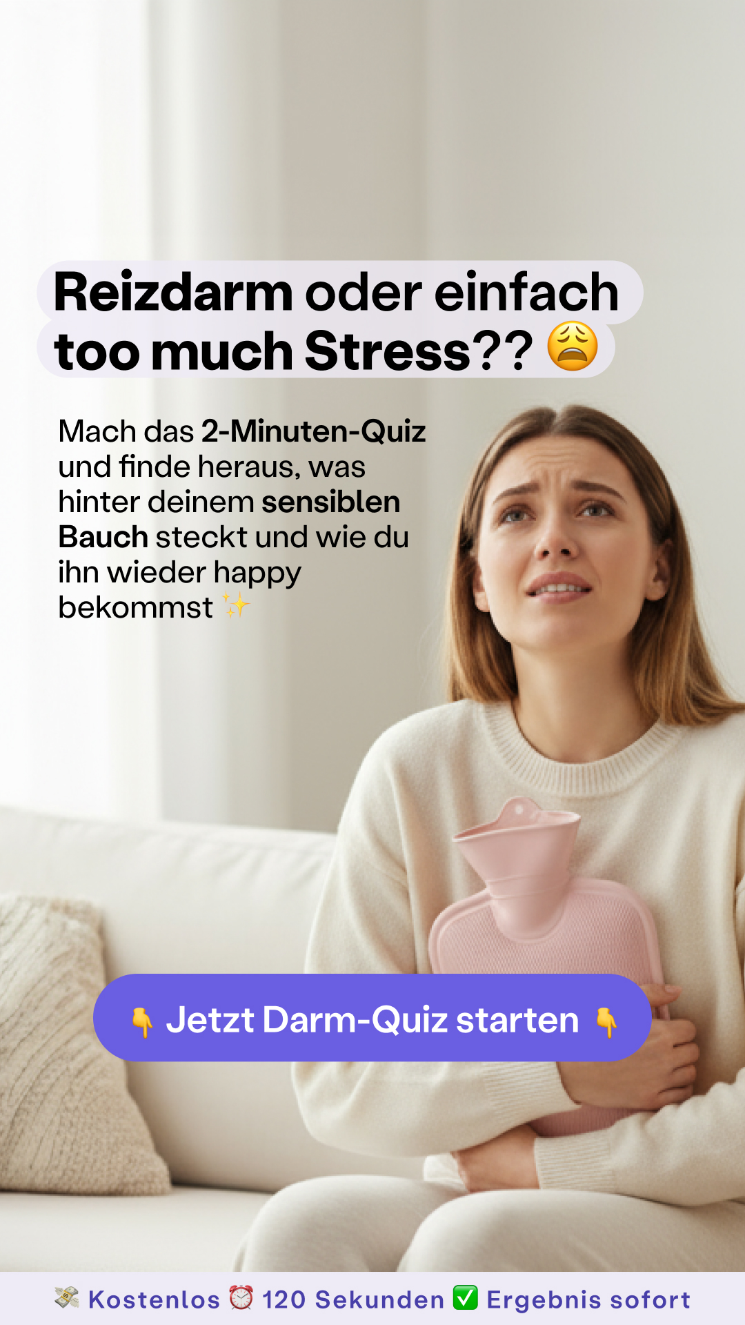 Fairment Facebook ad: Dein Test gegen Bauchprobleme