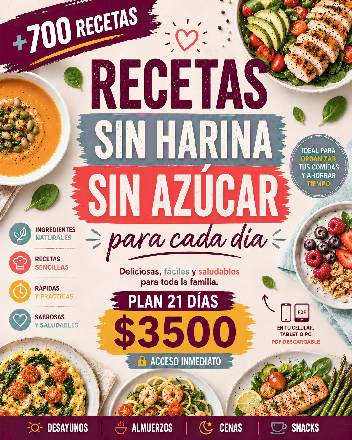 Plan Recetas Saludables Facebook ad: Plan de 21 Días: Recetas Fáciles