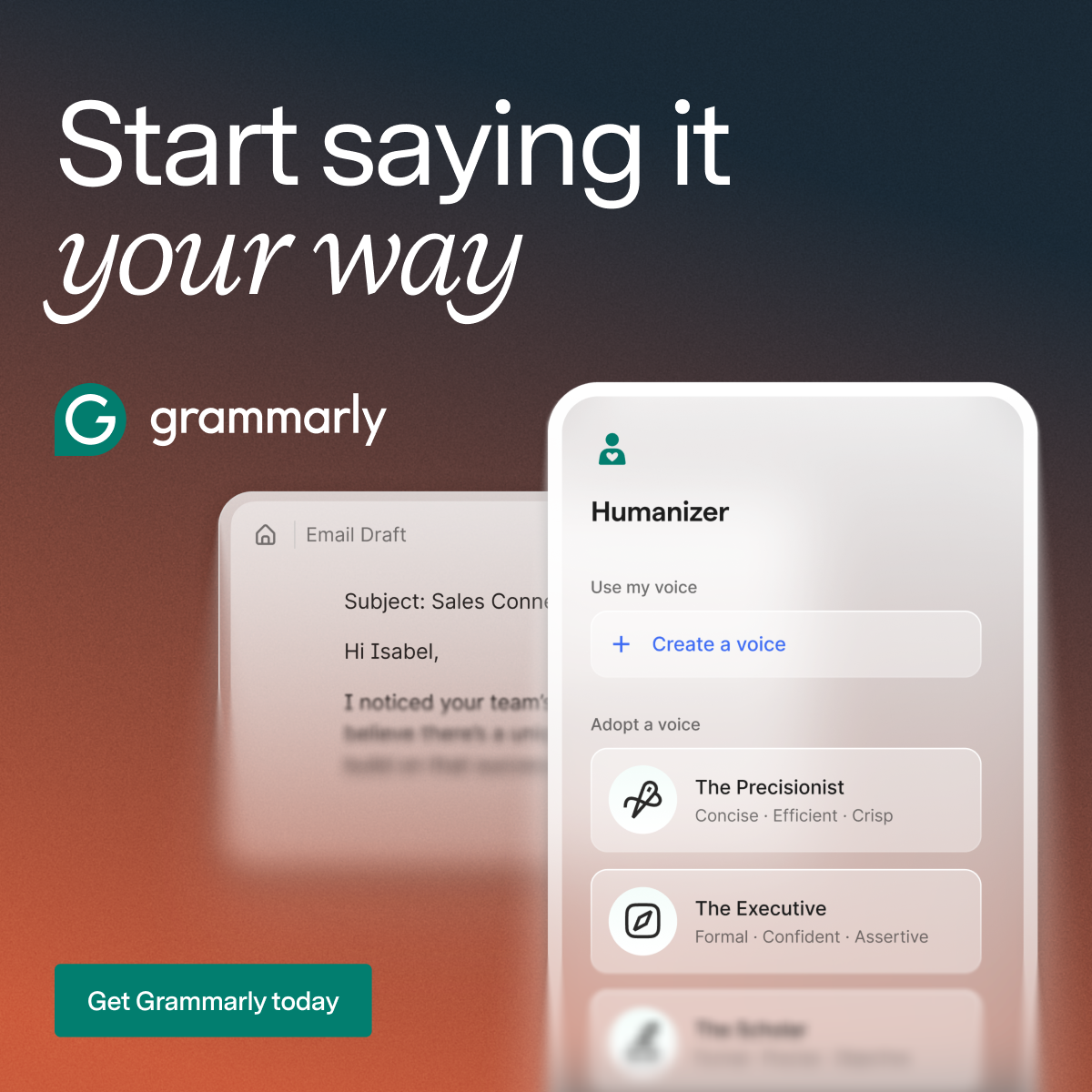Grammarly Facebook ad