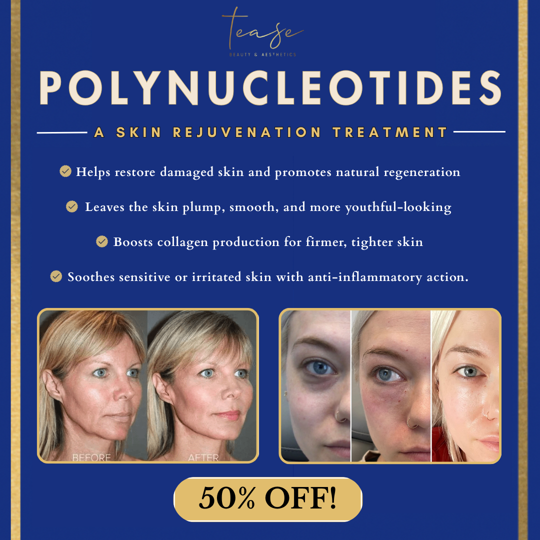 TEASE Beauty & Aesthetics Facebook ad: 50% OFF, Reverse Aging & Restore Your Glow with…