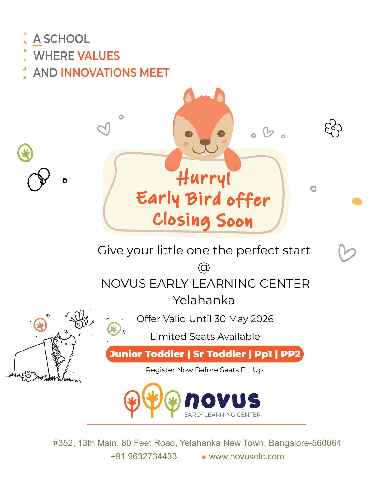 Novus Early Learning Center Facebook ad: Welcome to Novus Early Learning Center