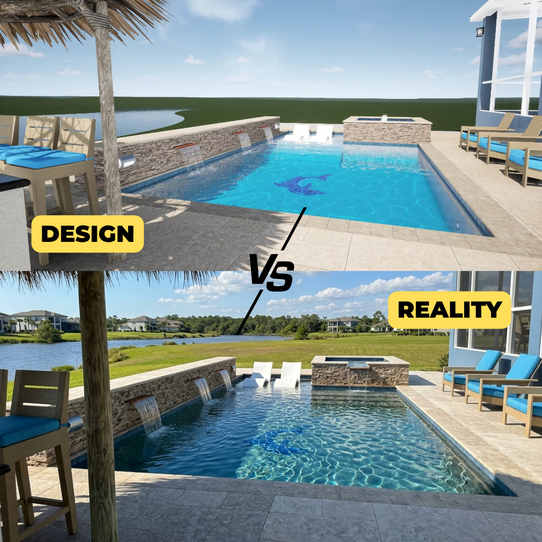 Dominion Luxury Pools Facebook ad: Custom Luxury Pool Starting At $70K