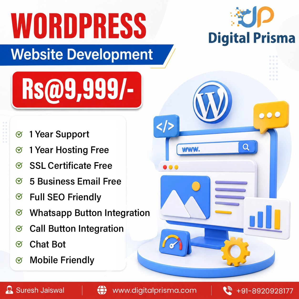 Digital Prisma Agency India Facebook ad: Professional WordPress Website, Delivered in 7 Days