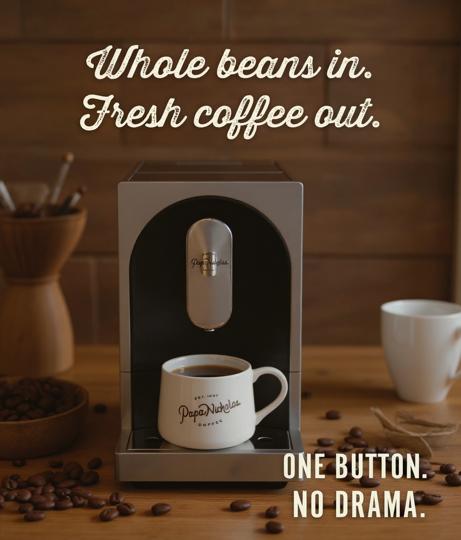 PapaNicholas Coffee Facebook ad: Brewed to Perfection