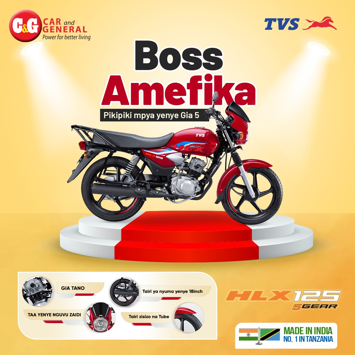 Car and General Trading Ltd Facebook ad: OFA KUBWA! Nunua Piki Piki za TVS na…
