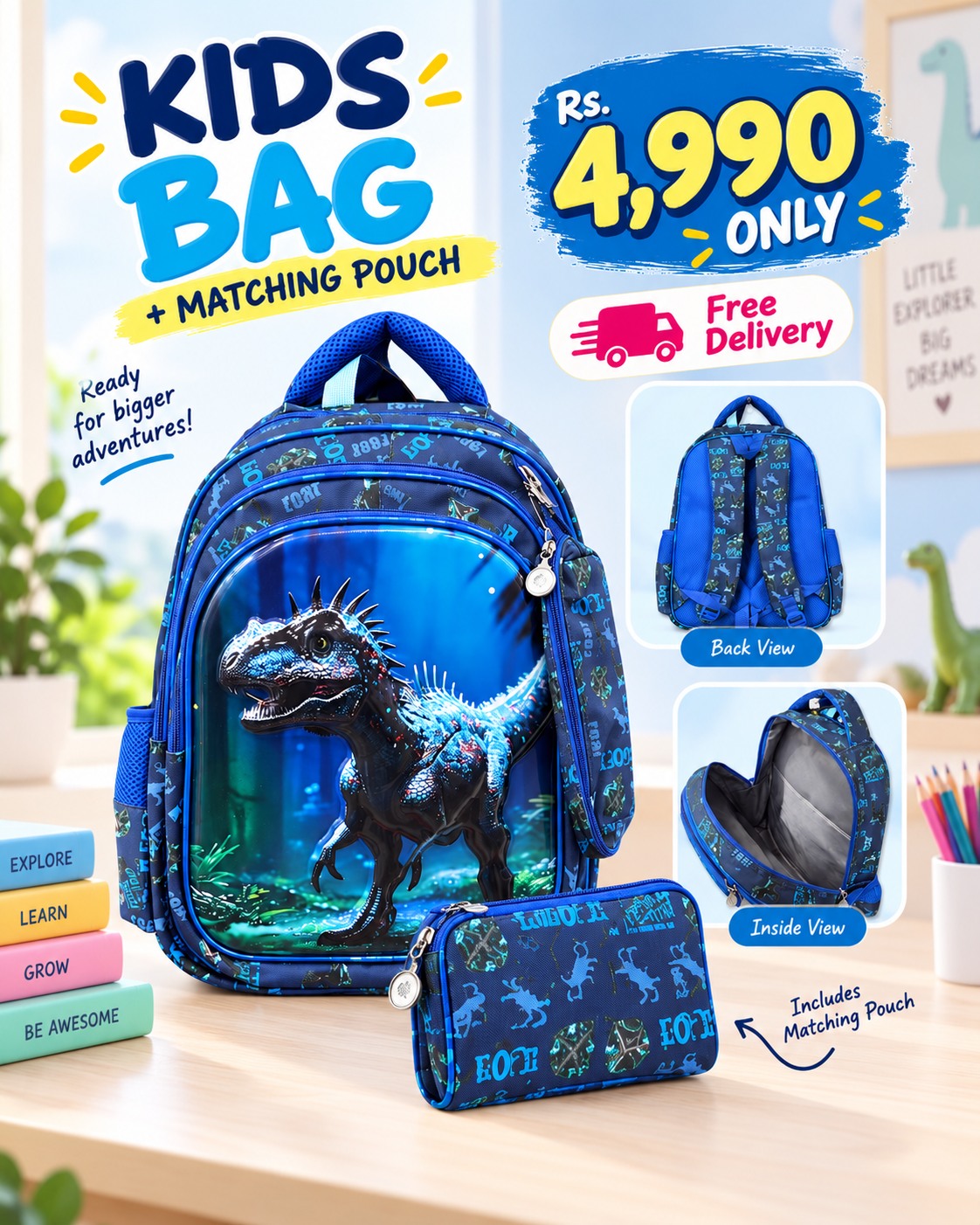 The Kids Warehouse Facebook ad: Get Premium quality kids backpacks now available online…
