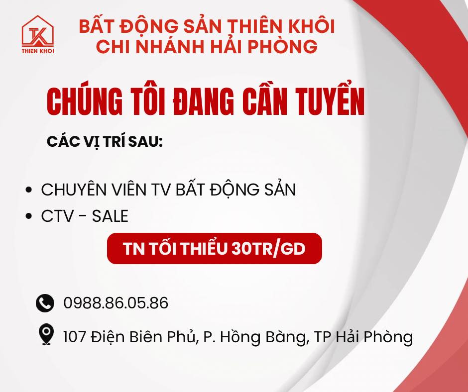 Bất động sản Thiên Khôi chi nhánh Hải Phòng - Tuyển dụng nhân sự Facebook ad: BẤT ĐỘNG SẢN THIÊN KHÔI HẢI PHÒNG ĐANG…