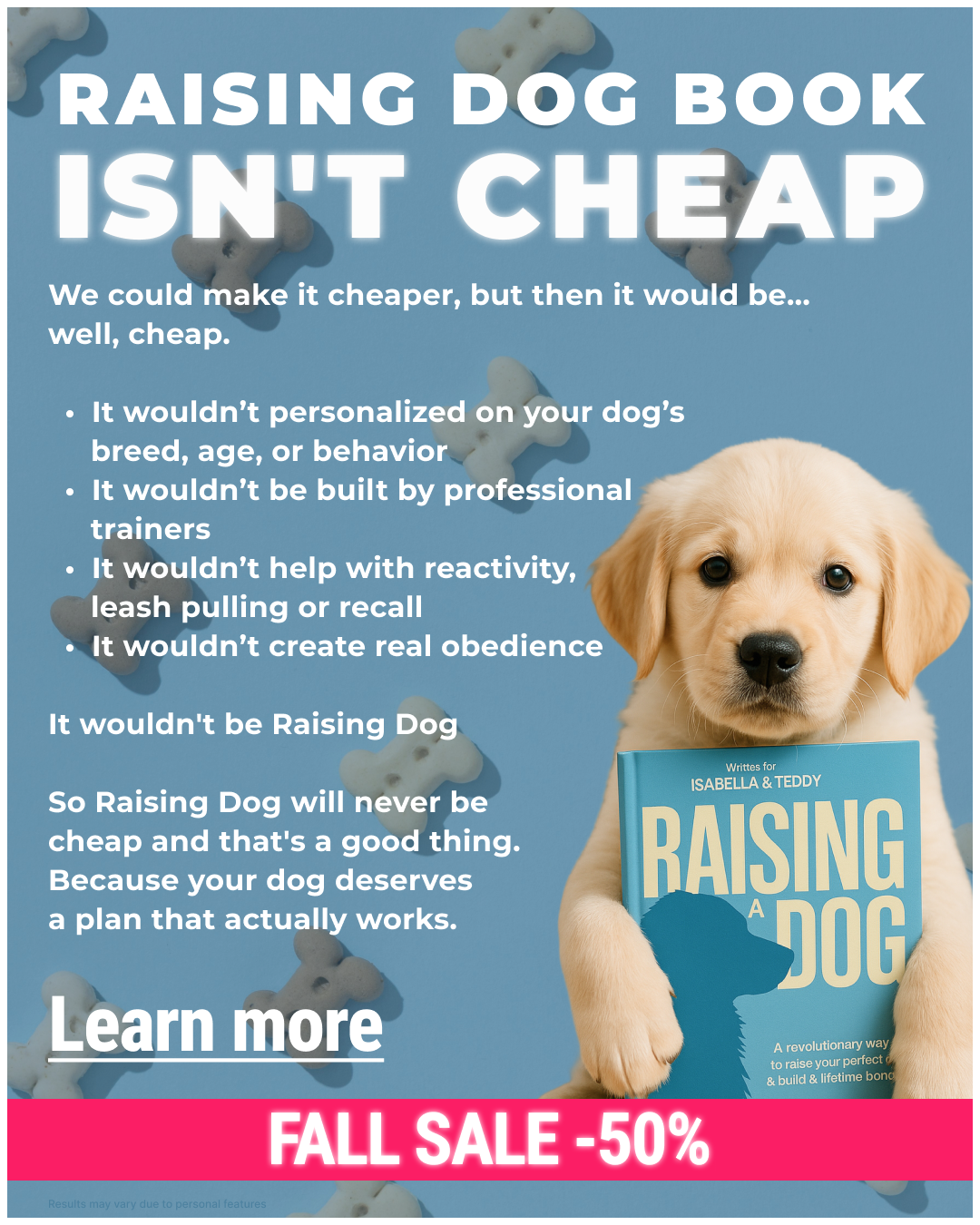 Raising Dog Facebook ad: Get the revolutionary dog training book!